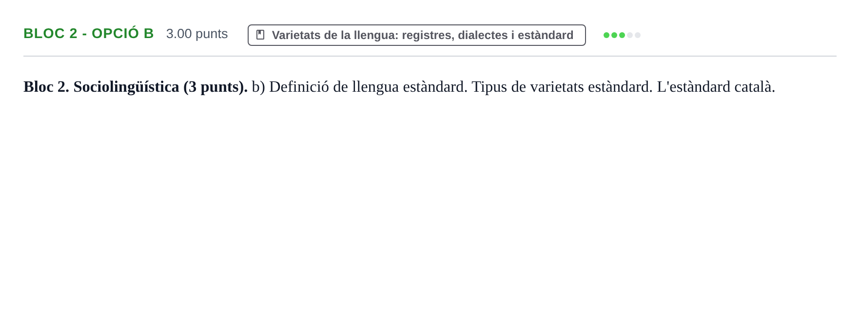Enunciado: Ejercicio Bloc 2 - Opció b · Lengua Catalana y Literatura II PAU Baleares Extraordinaria 2025