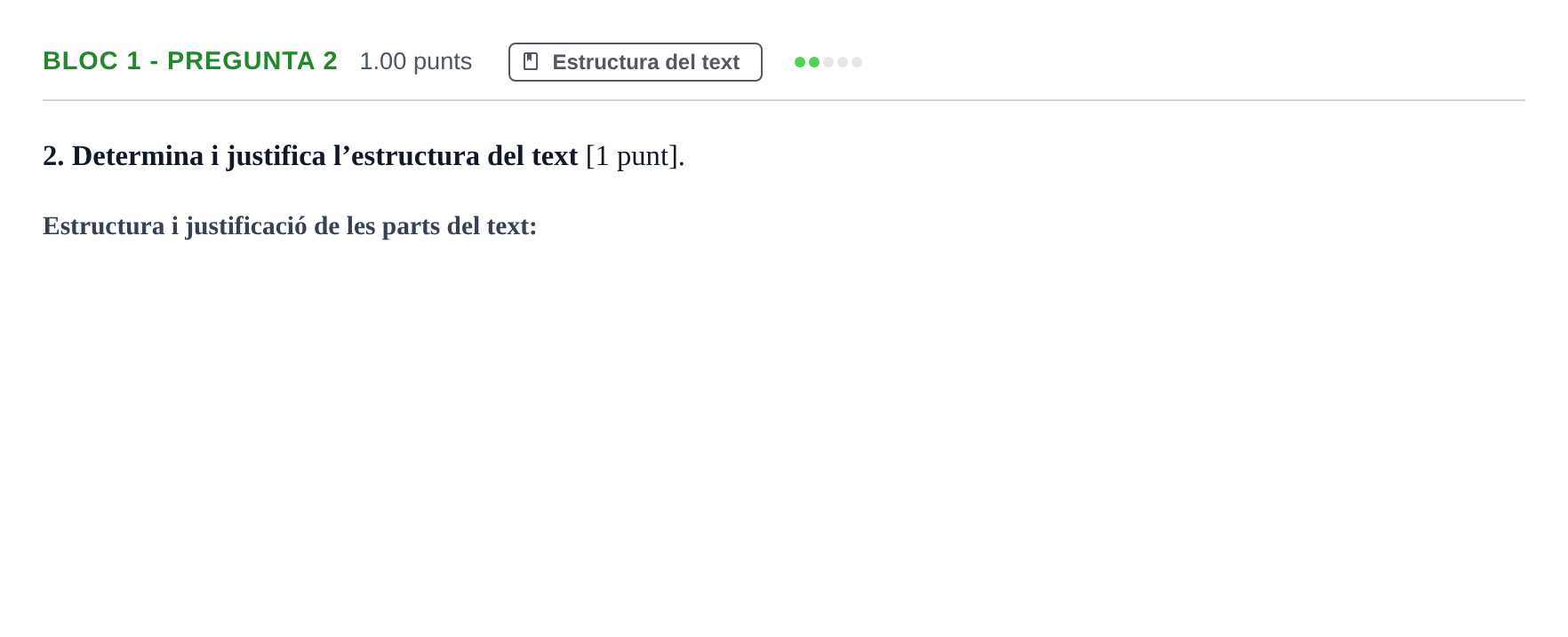 Enunciado: Ejercicio Bloc 1 - Pregunta 2 · Lengua Catalana y Literatura II PAU Baleares Ordinaria 2025