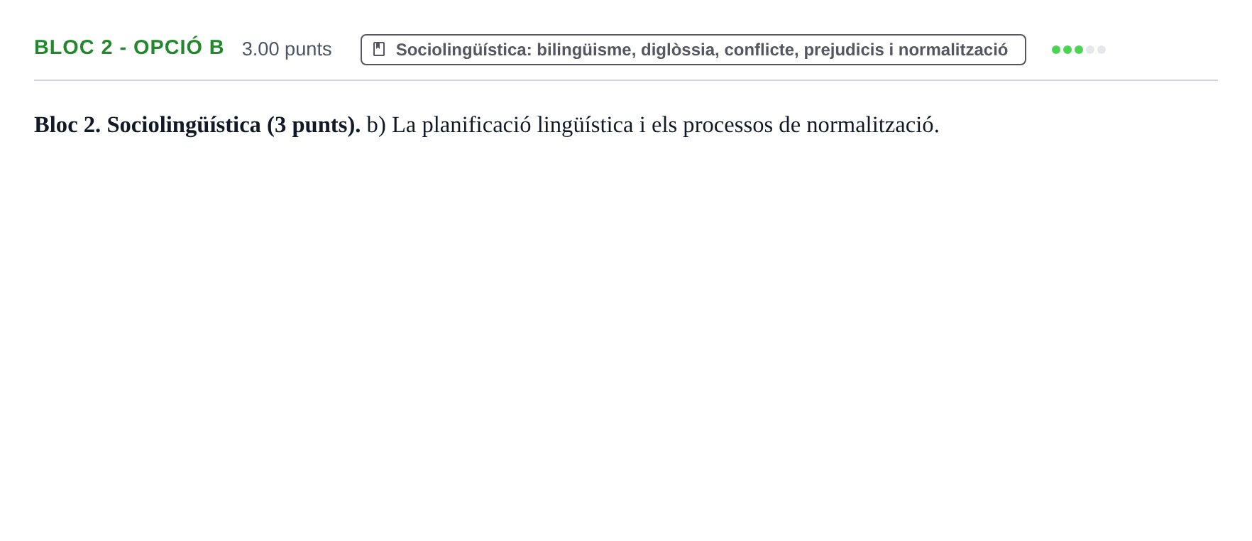 Enunciado: Ejercicio Bloc 2 - Opció b · Lengua Catalana y Literatura II PAU Baleares Ordinaria 2025