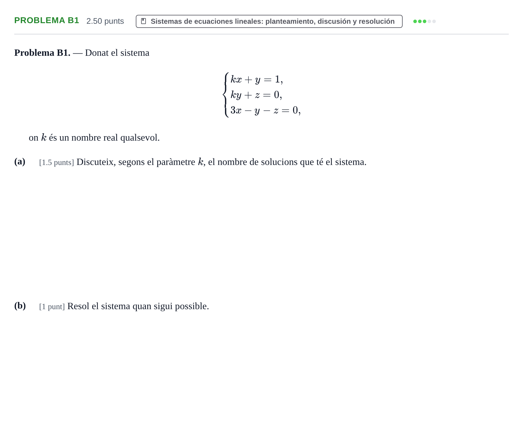 Enunciado: Problema B1 · Matemáticas II PAU Baleares Extraordinaria 2025