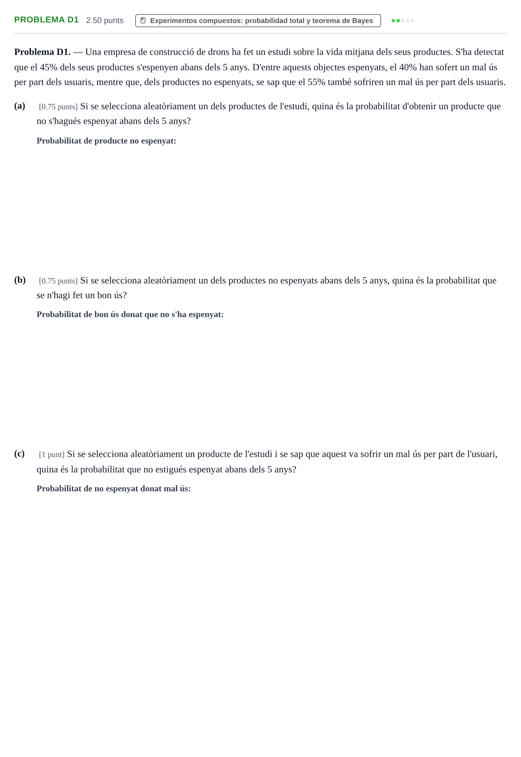 Enunciado: Problema D1 · Matemáticas II PAU Baleares Extraordinaria 2025