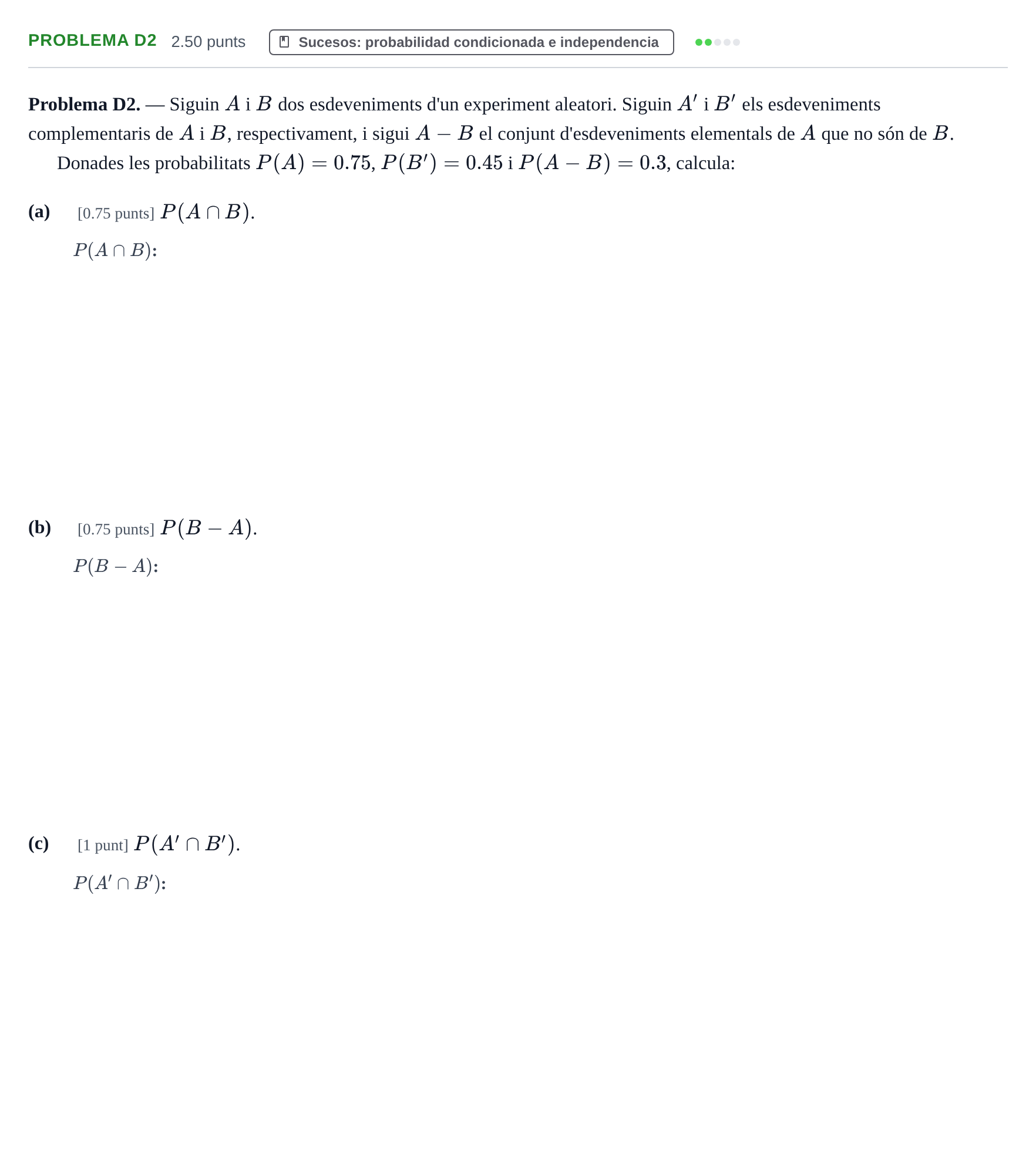 Enunciado: Problema D2 · Matemáticas II PAU Baleares Extraordinaria 2025