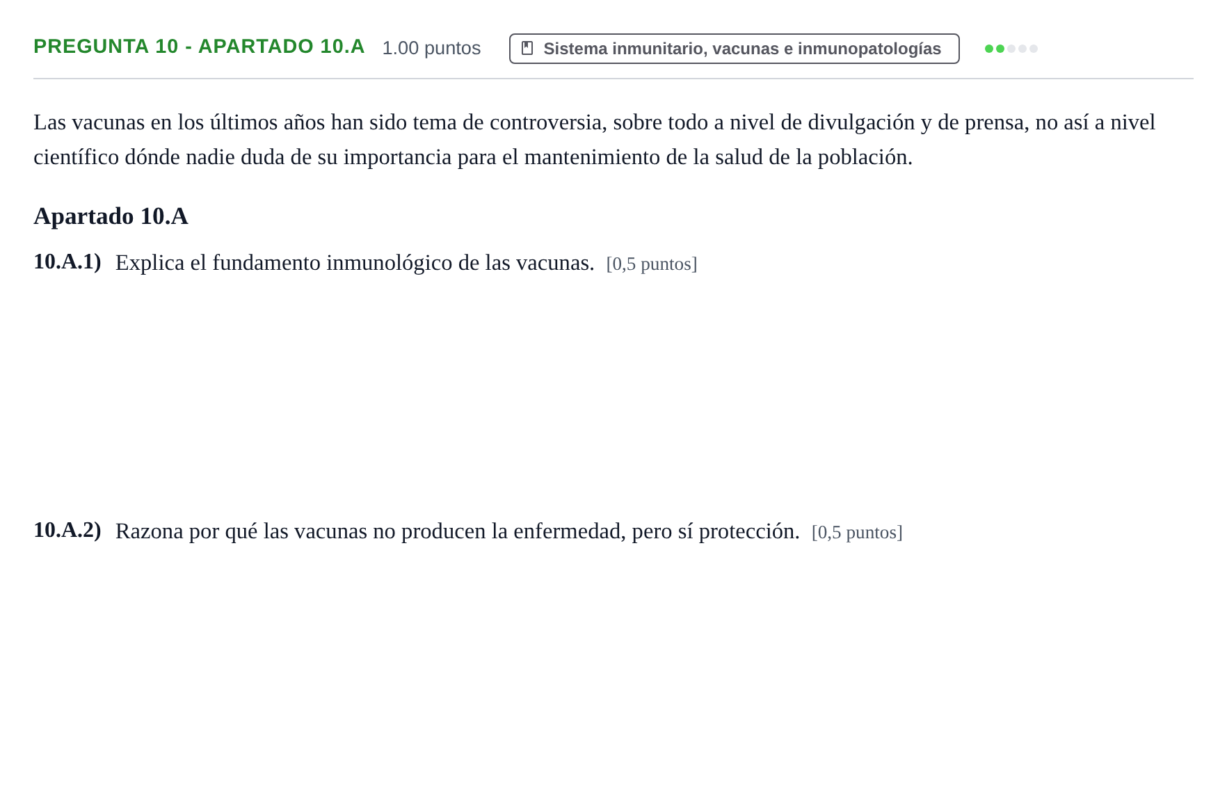 Enunciado: Pregunta 10 - Apartado 10.A · Biología PAU La Rioja Extraordinaria 2026