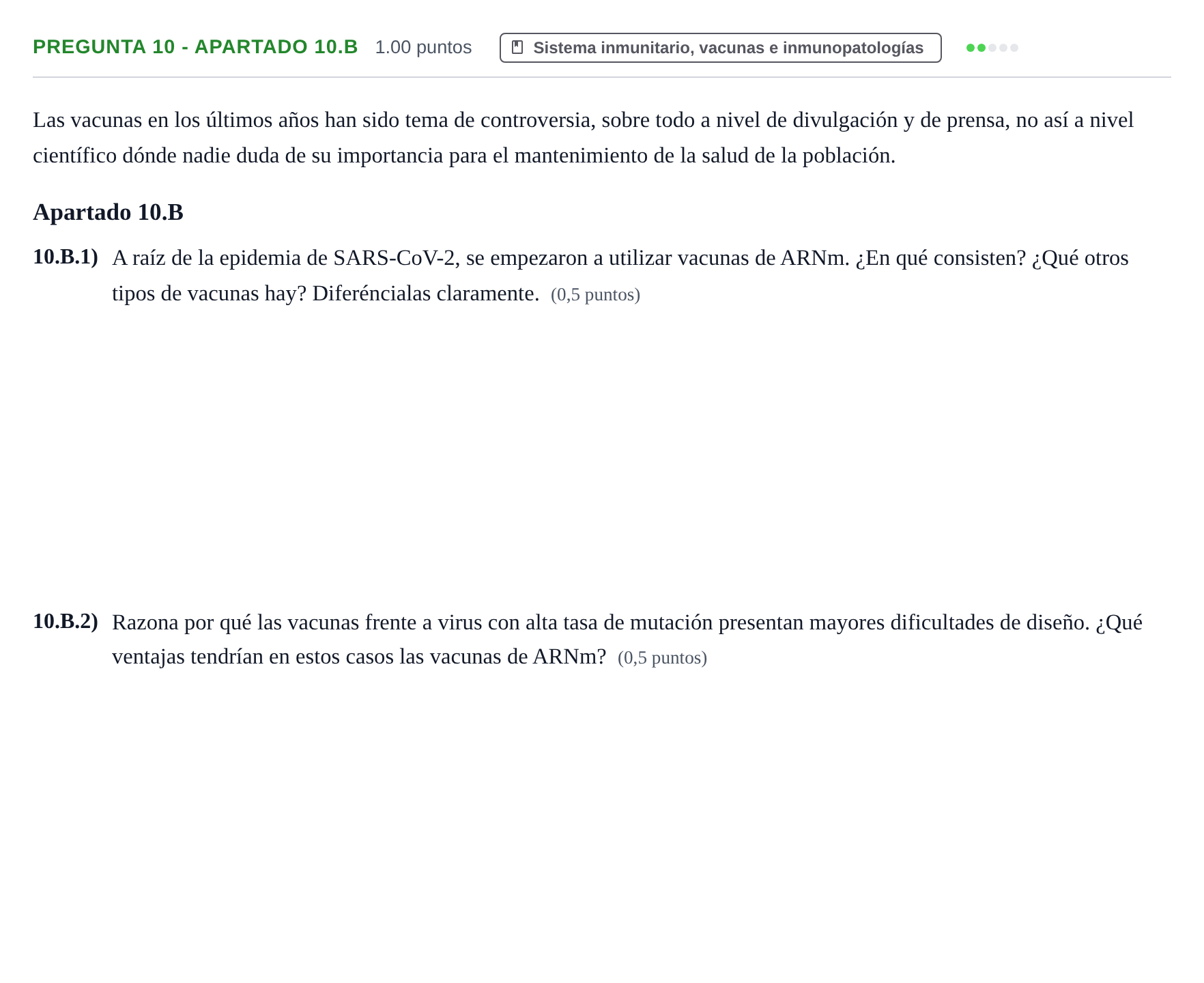 Enunciado: Pregunta 10 - Apartado 10.B · Biología PAU La Rioja Extraordinaria 2026