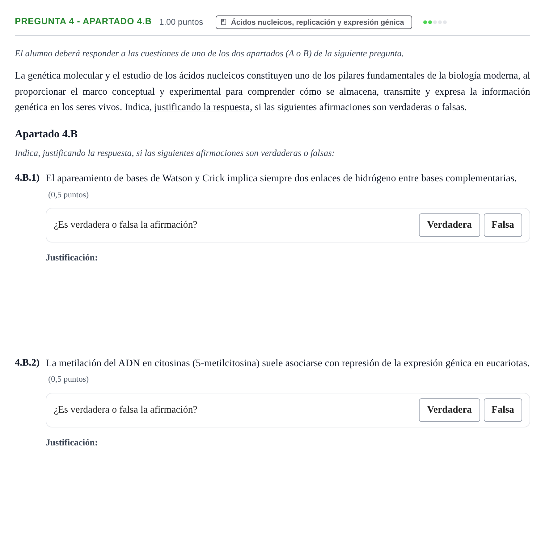 Enunciado: Pregunta 4 - Apartado 4.B · Biología PAU La Rioja Extraordinaria 2026