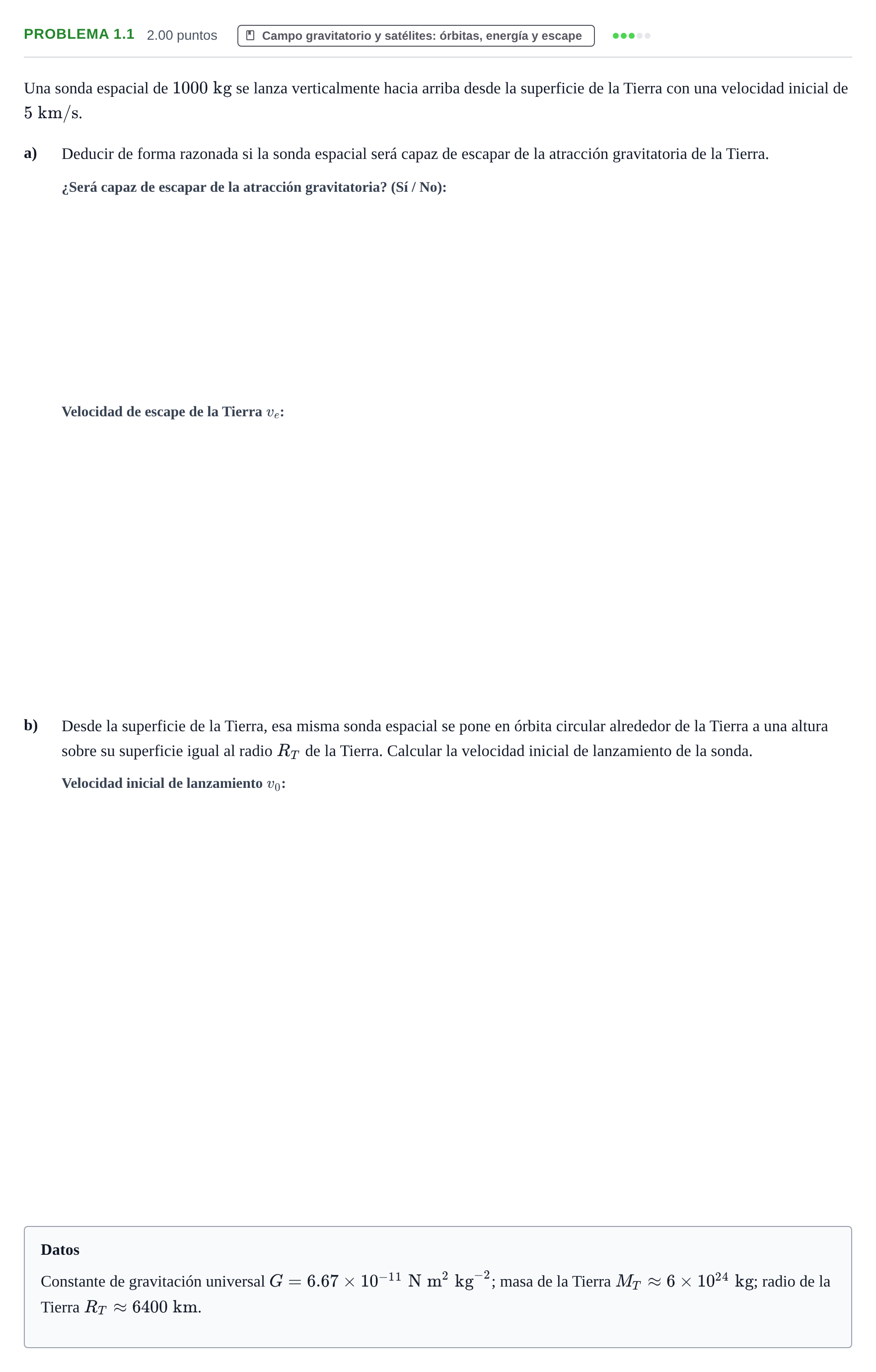 Enunciado: Problema 1.1 · Física PAU La Rioja Extraordinaria 2026