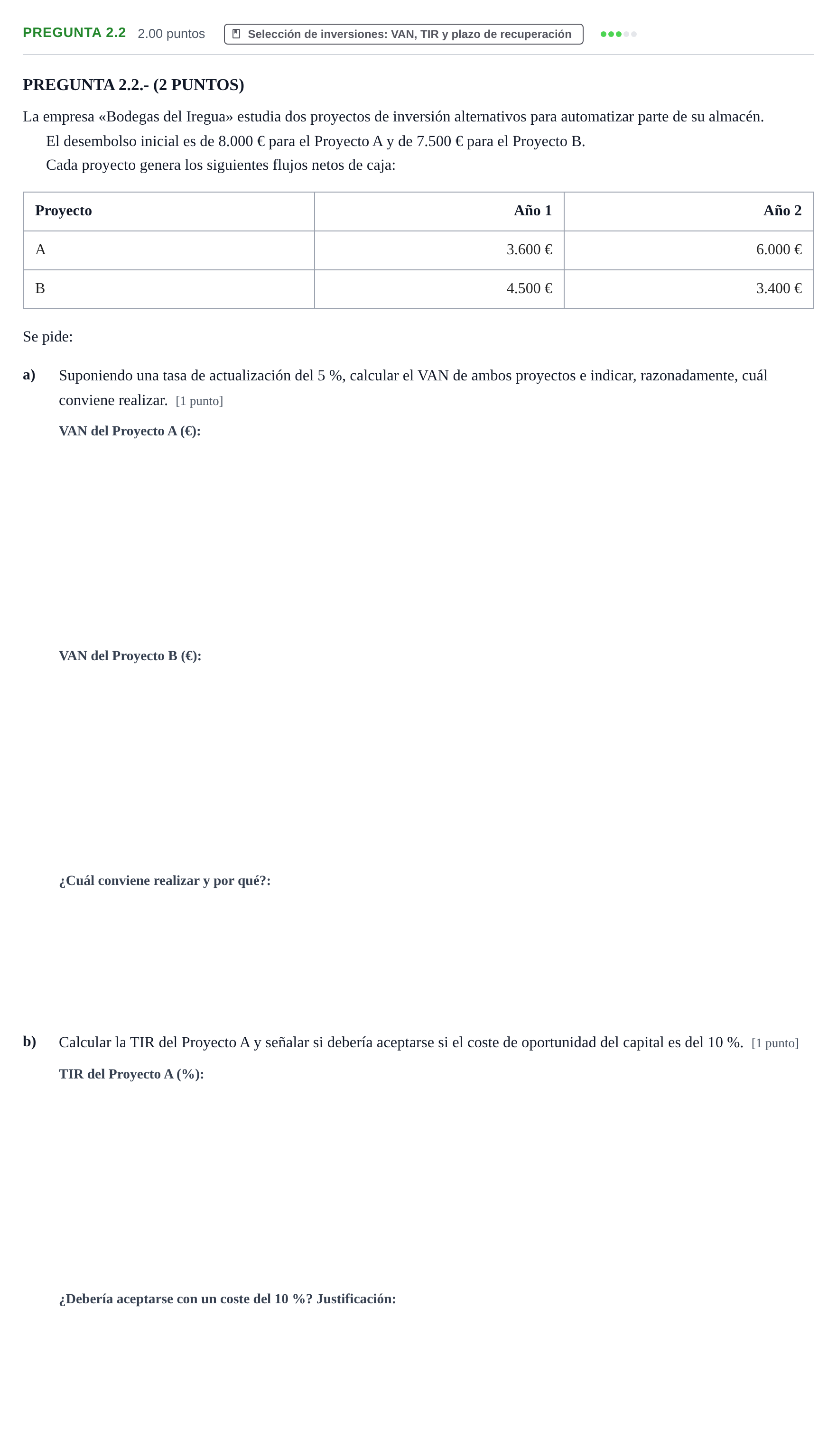 Enunciado: Pregunta 2.2 · Empresa y Diseño de Modelos de Negocio PAU La Rioja Extraordinaria 2026