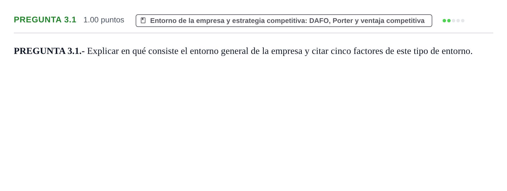 Enunciado: Pregunta 3.1 · Empresa y Diseño de Modelos de Negocio PAU La Rioja Extraordinaria 2026