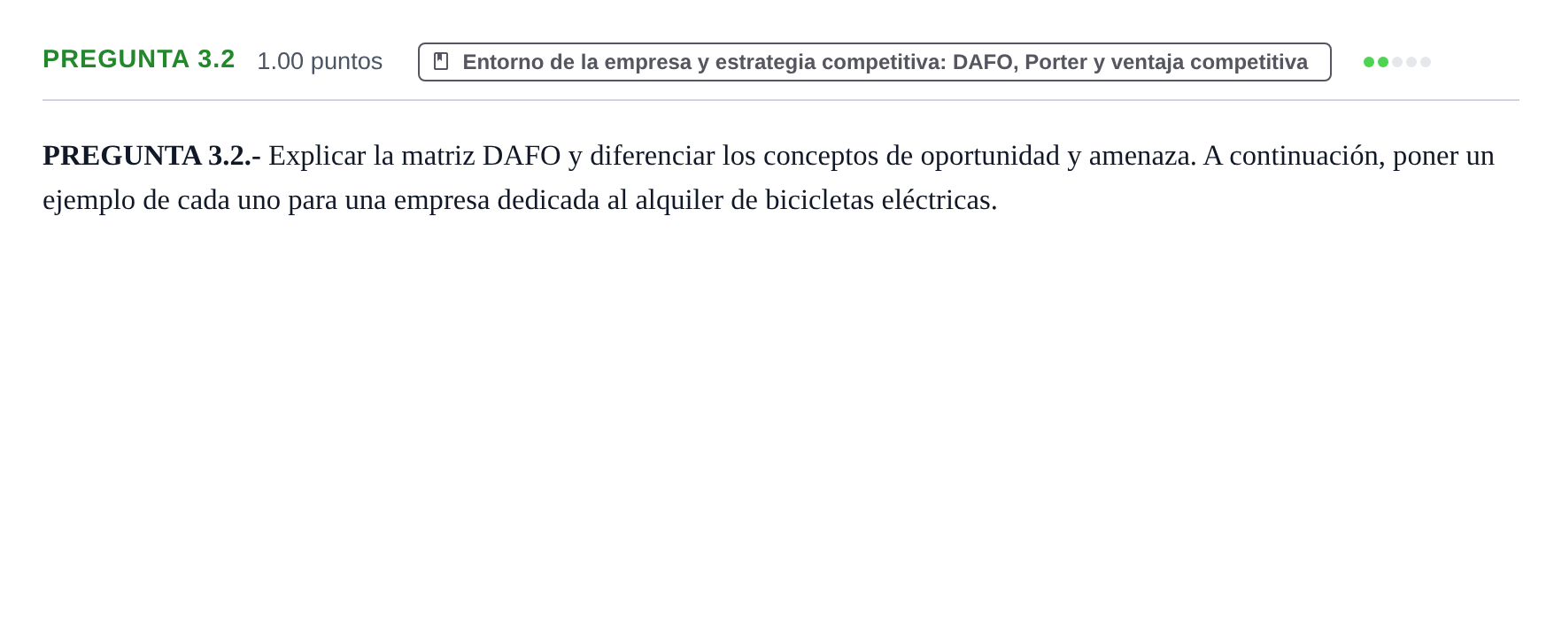 Enunciado: Pregunta 3.2 · Empresa y Diseño de Modelos de Negocio PAU La Rioja Extraordinaria 2026