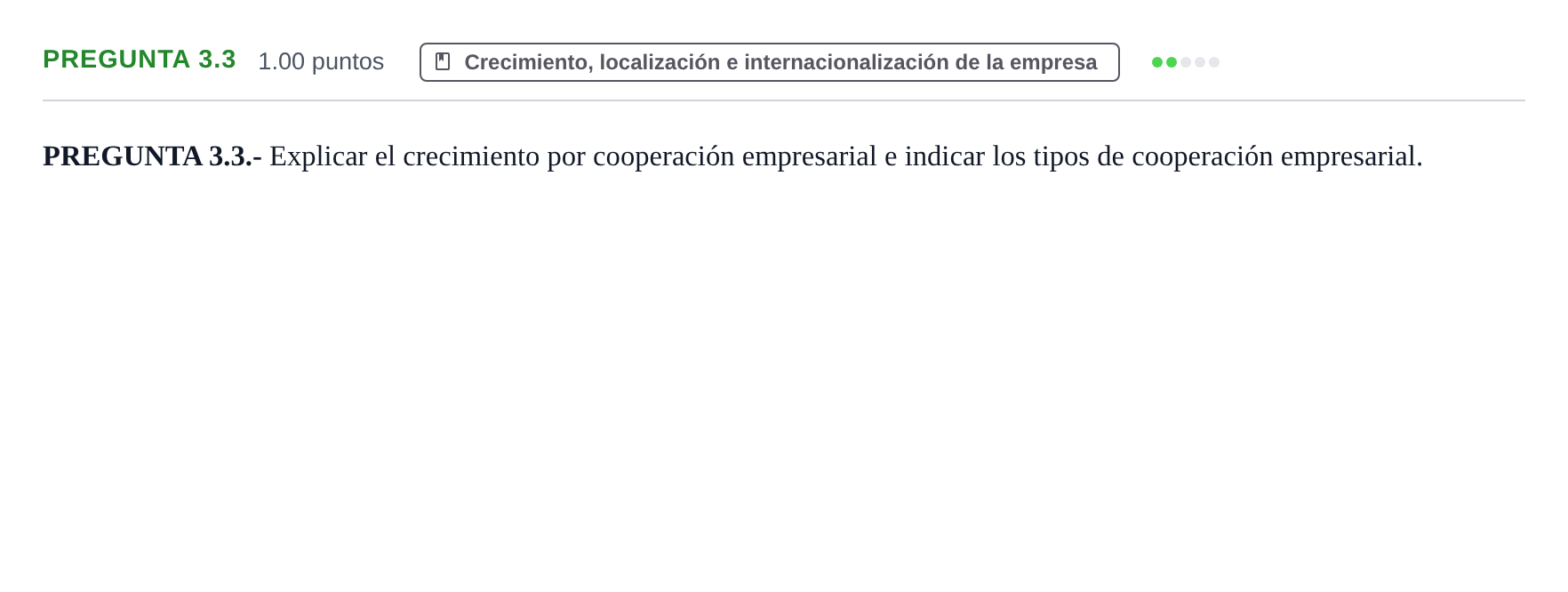 Enunciado: Pregunta 3.3 · Empresa y Diseño de Modelos de Negocio PAU La Rioja Extraordinaria 2026