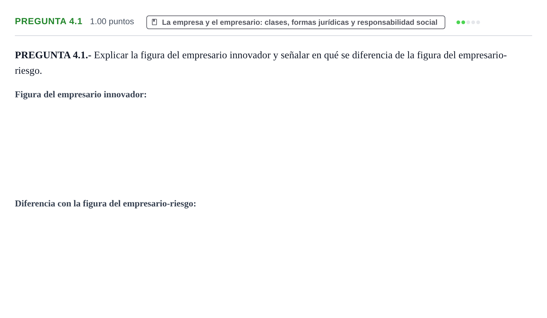 Enunciado: Pregunta 4.1 · Empresa y Diseño de Modelos de Negocio PAU La Rioja Extraordinaria 2026