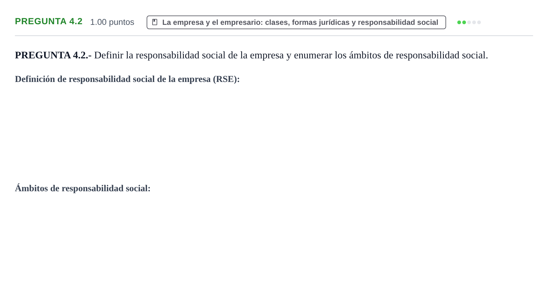 Enunciado: Pregunta 4.2 · Empresa y Diseño de Modelos de Negocio PAU La Rioja Extraordinaria 2026