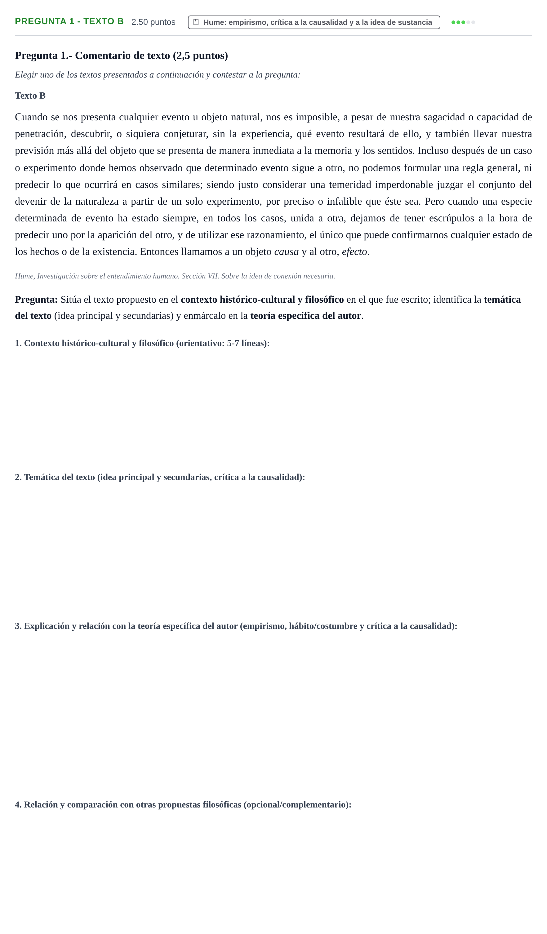 Enunciado: Pregunta 1 - Texto B · Historia de la Filosofía PAU La Rioja Extraordinaria 2026