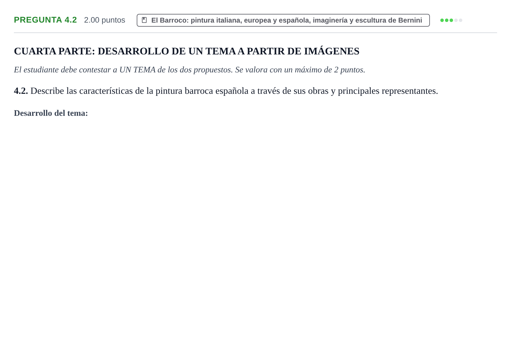 Enunciado: Pregunta 4.2 · Historia del Arte PAU La Rioja Extraordinaria 2026