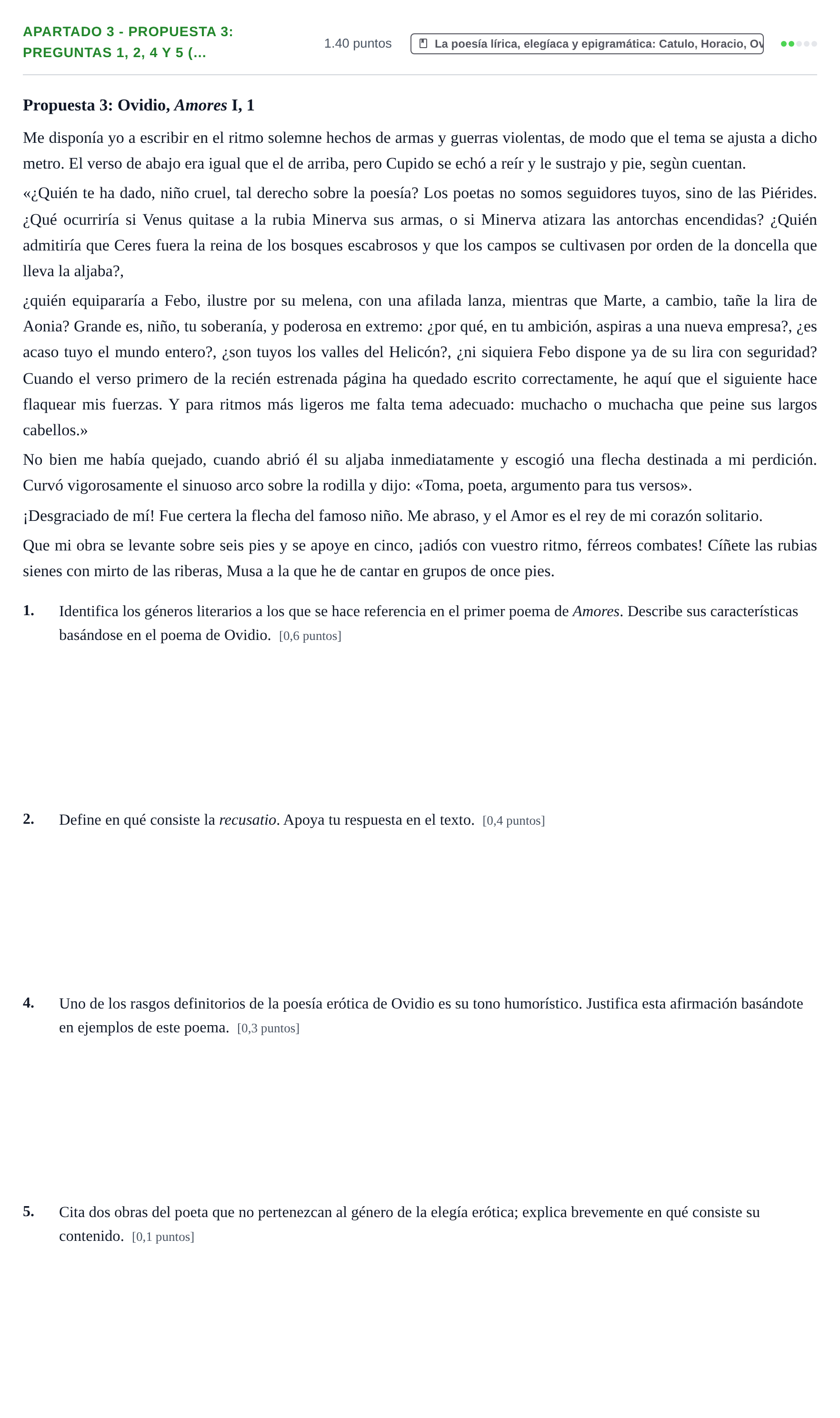 Enunciado: Apartado 3 - Propuesta 3: Preguntas 1, 2, 4 y 5 (… · Latín II PAU La Rioja Extraordinaria 2026