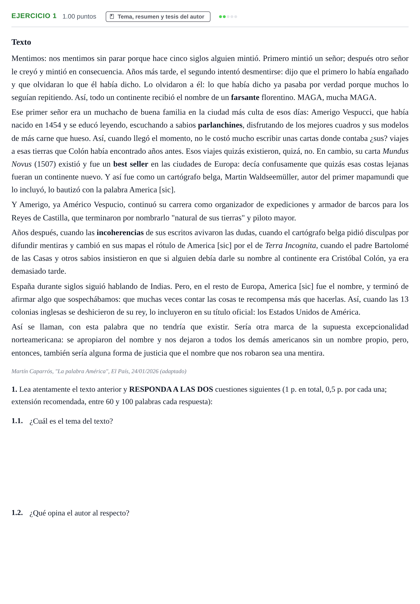 Enunciado: Problema 1 · Lengua Castellana y Literatura II PAU La Rioja Extraordinaria 2026