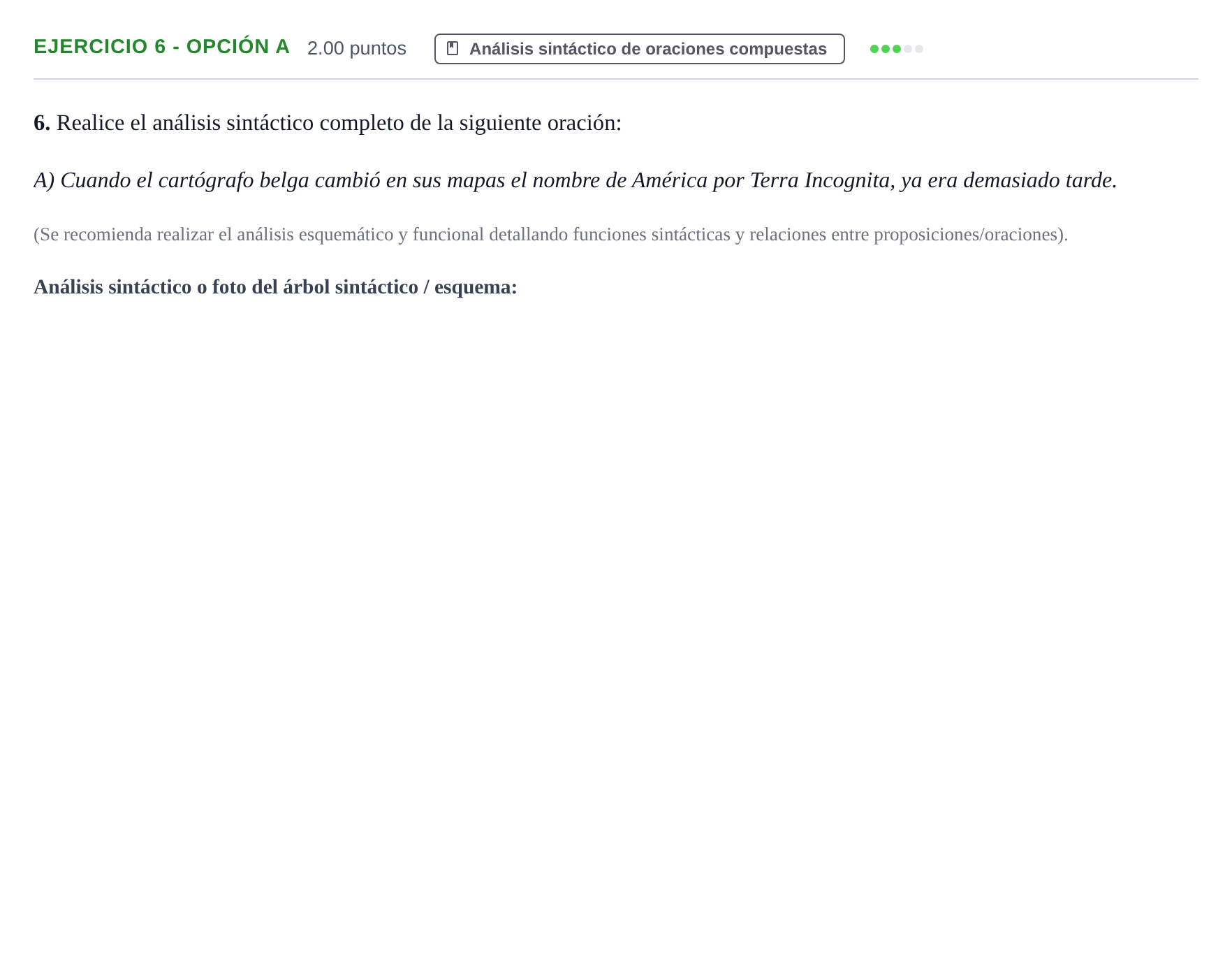 Enunciado: Ejercicio 6 - Opción A · Lengua Castellana y Literatura II PAU La Rioja Extraordinaria 2026