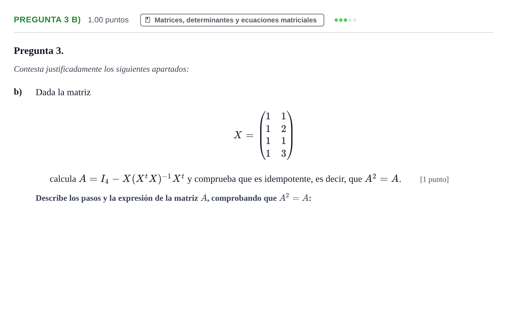 Enunciado: Pregunta 3 b) - Matrices · Matemáticas II PAU La Rioja Extraordinaria 2026