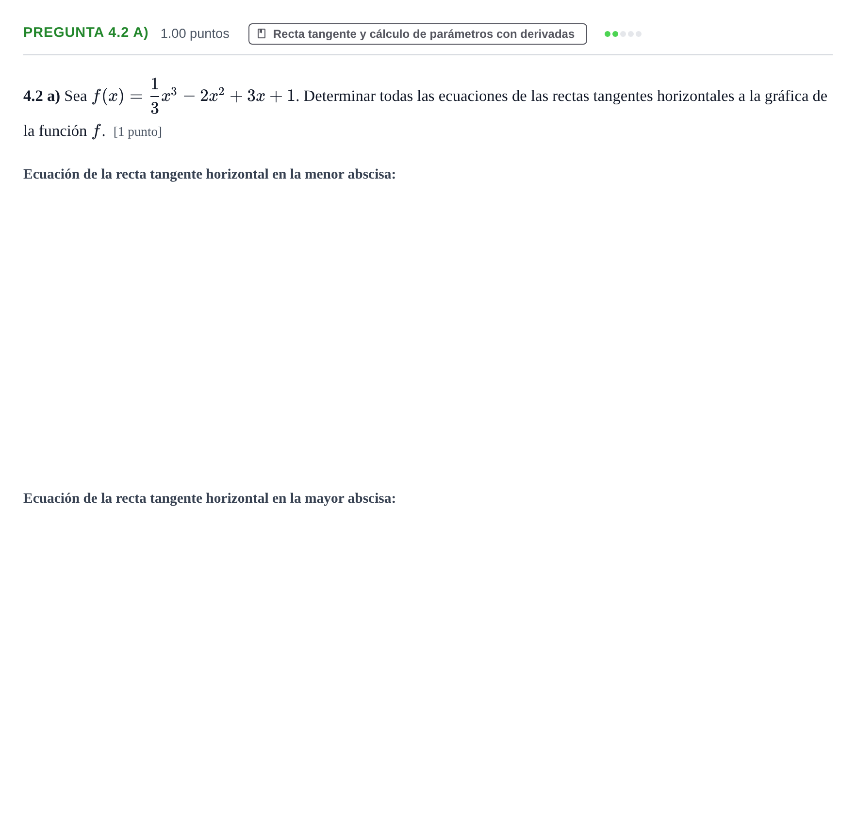 Enunciado: Pregunta 4.2 a) - Recta tangente · Matemáticas II PAU La Rioja Extraordinaria 2026