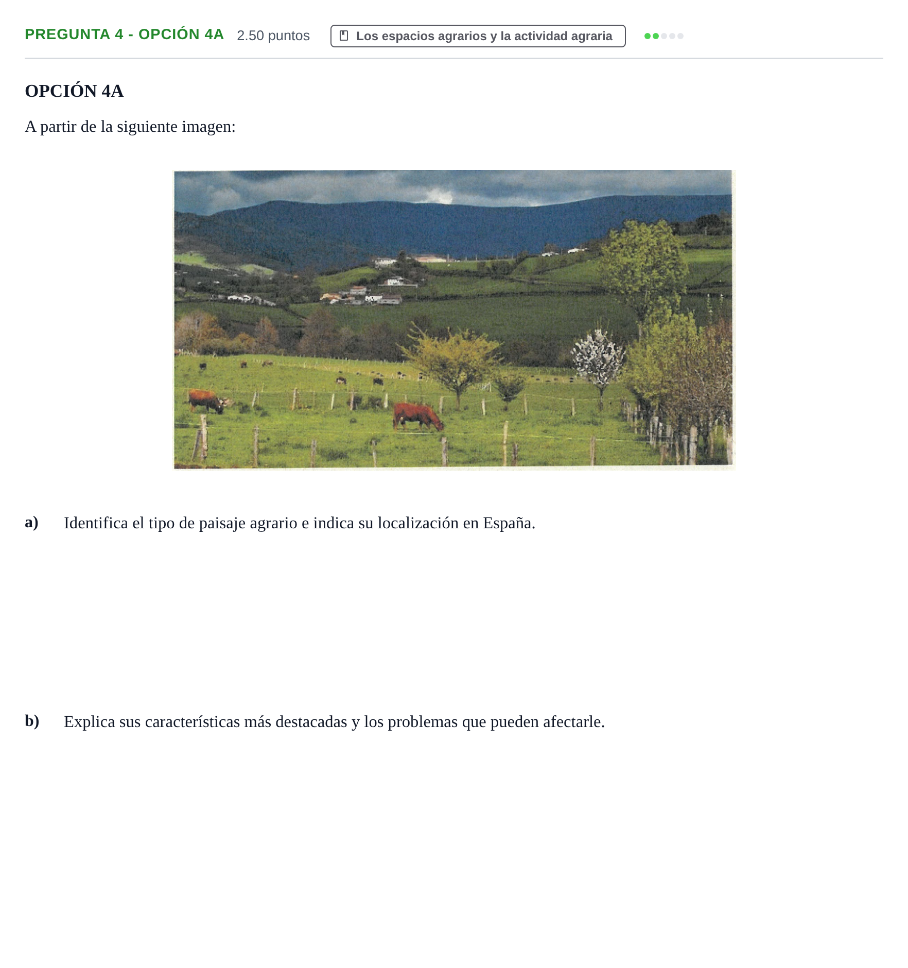 Enunciado: Pregunta 4 - Opción 4A · Geografía PAU La Rioja Extraordinaria 2026