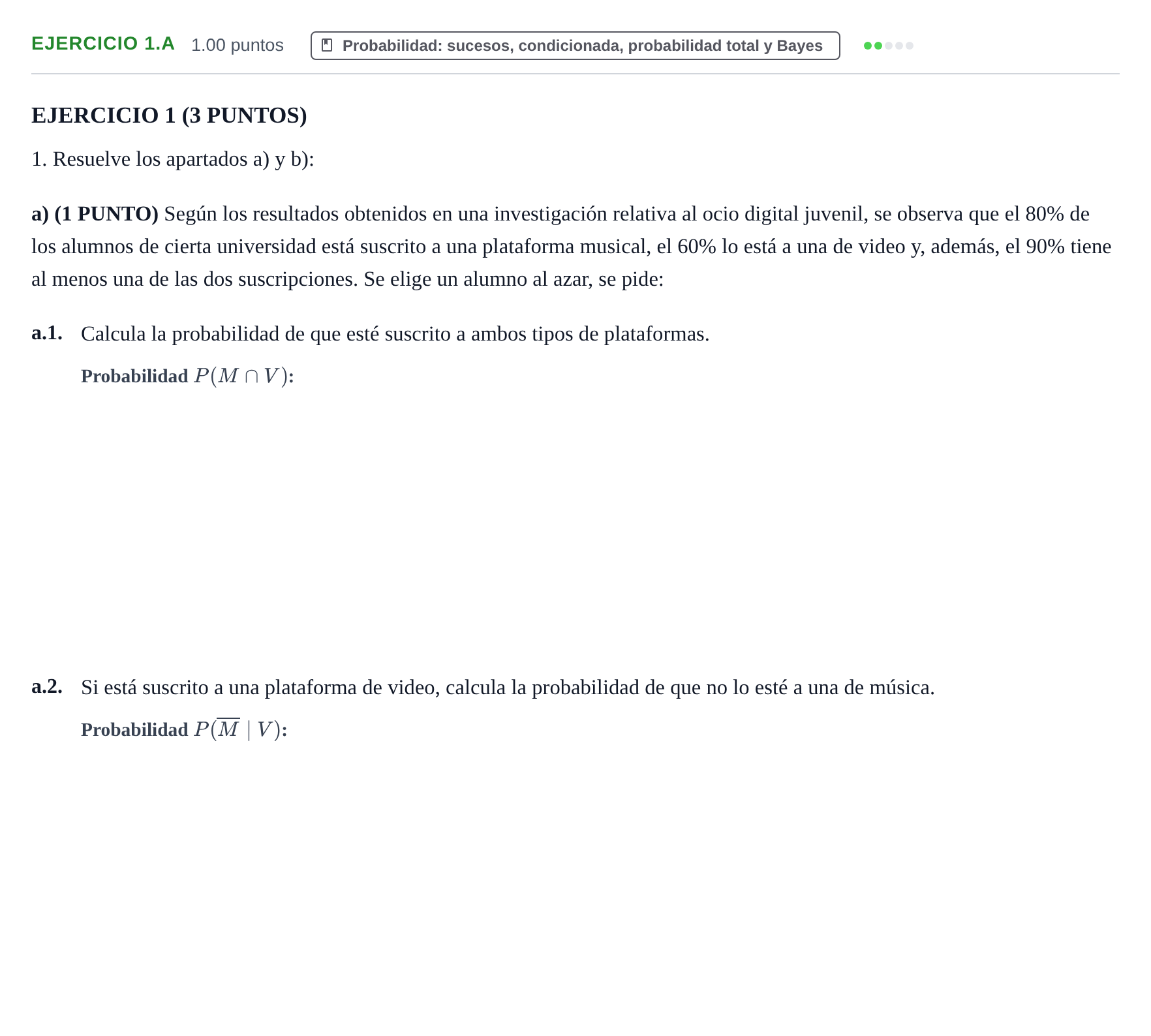 Enunciado: Ejercicio 1.a - Probabilidad · Matemáticas aplicadas a las Ciencias Sociales II PAU La Rioja Extraordinaria 2026