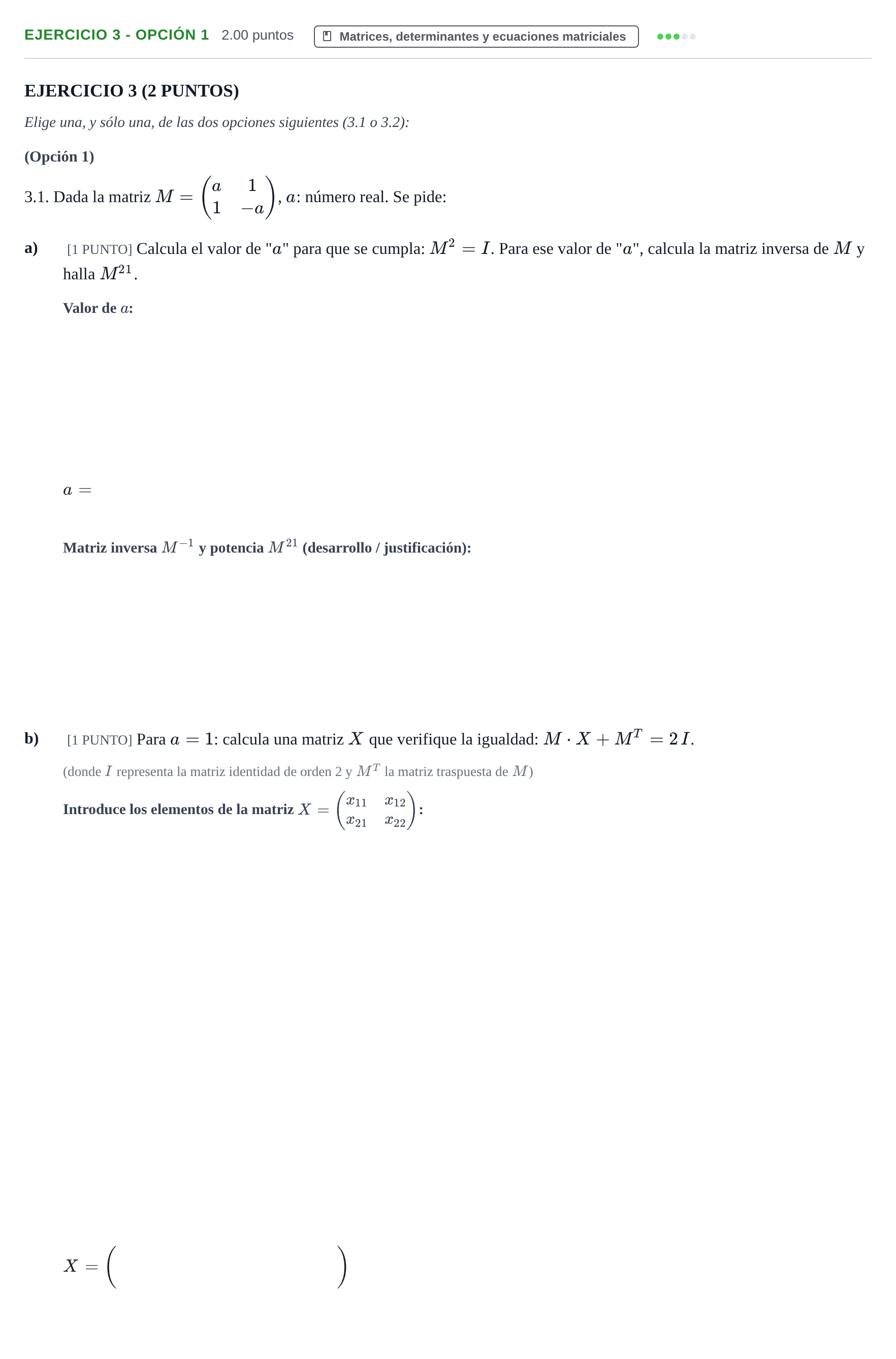 Enunciado: Ejercicio 3 - Opción 1 · Matemáticas aplicadas a las Ciencias Sociales II PAU La Rioja Extraordinaria 2026