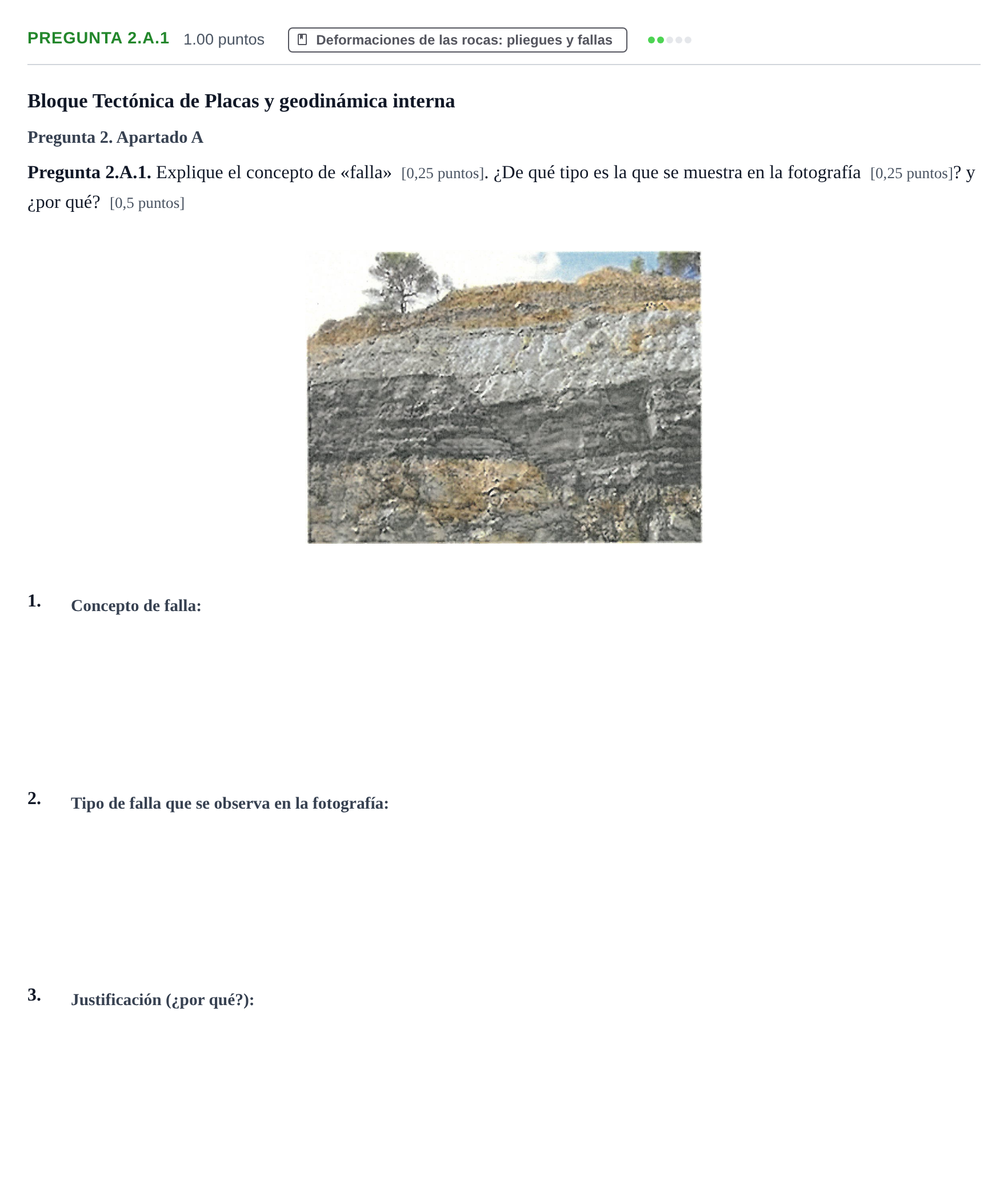 Enunciado: Pregunta 2.A.1 · Geología y Ciencias Ambientales PAU La Rioja Extraordinaria 2026