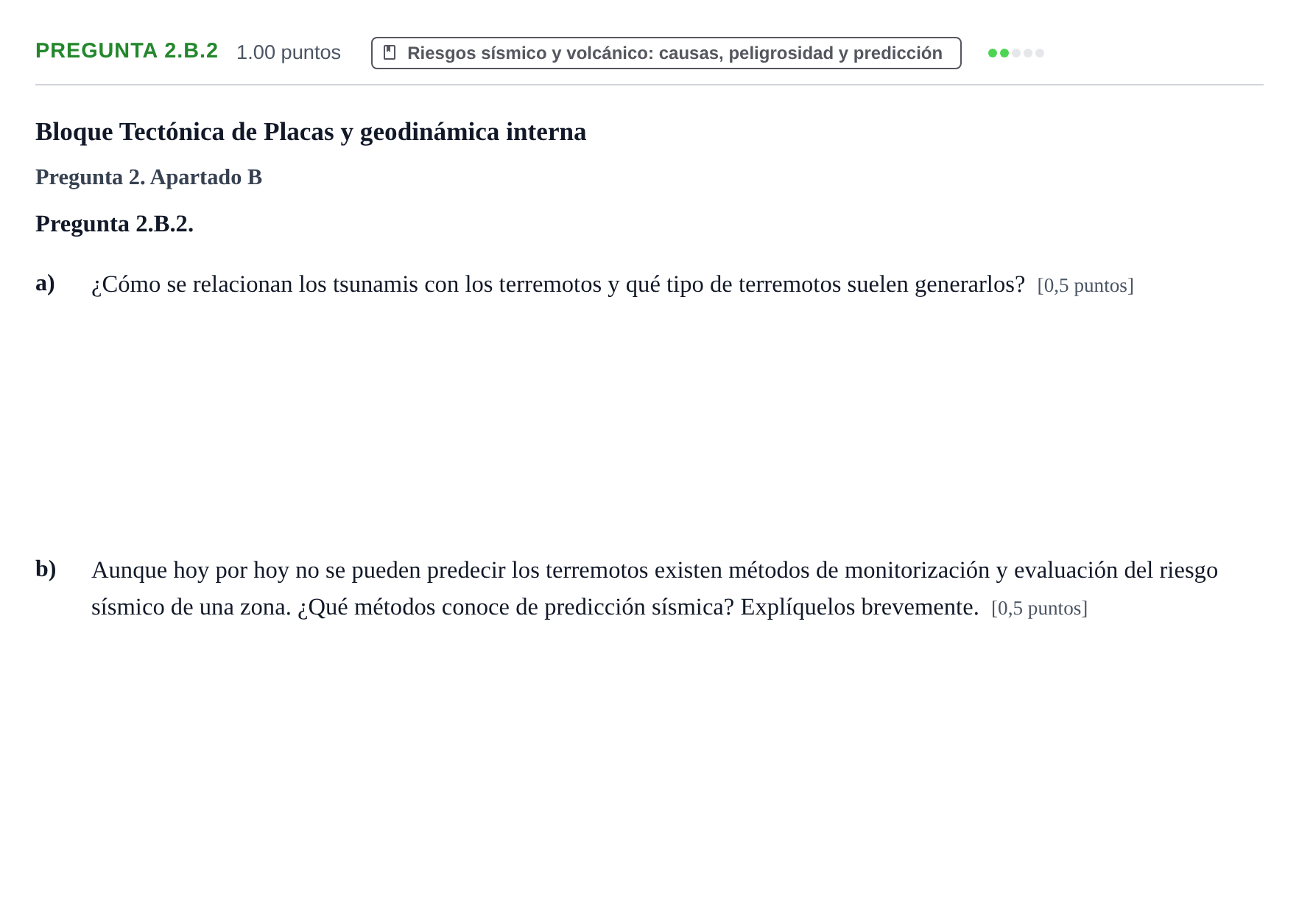 Enunciado: Pregunta 2.B.2 · Geología y Ciencias Ambientales PAU La Rioja Extraordinaria 2026