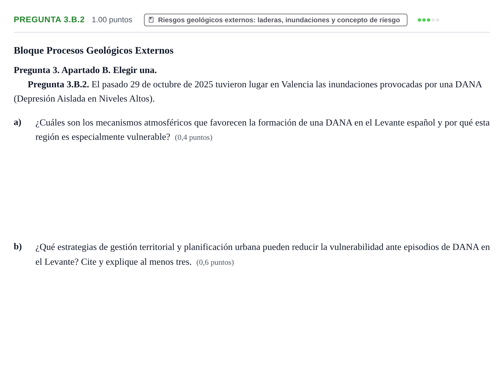 Enunciado: Pregunta 3.B.2 · Geología y Ciencias Ambientales PAU La Rioja Extraordinaria 2026