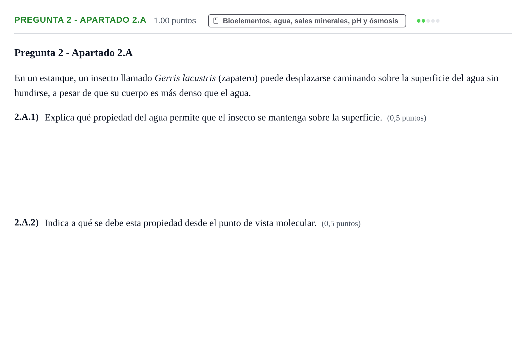 Enunciado: Pregunta 2 - Apartado 2.A · Biología PAU La Rioja Ordinaria 2026
