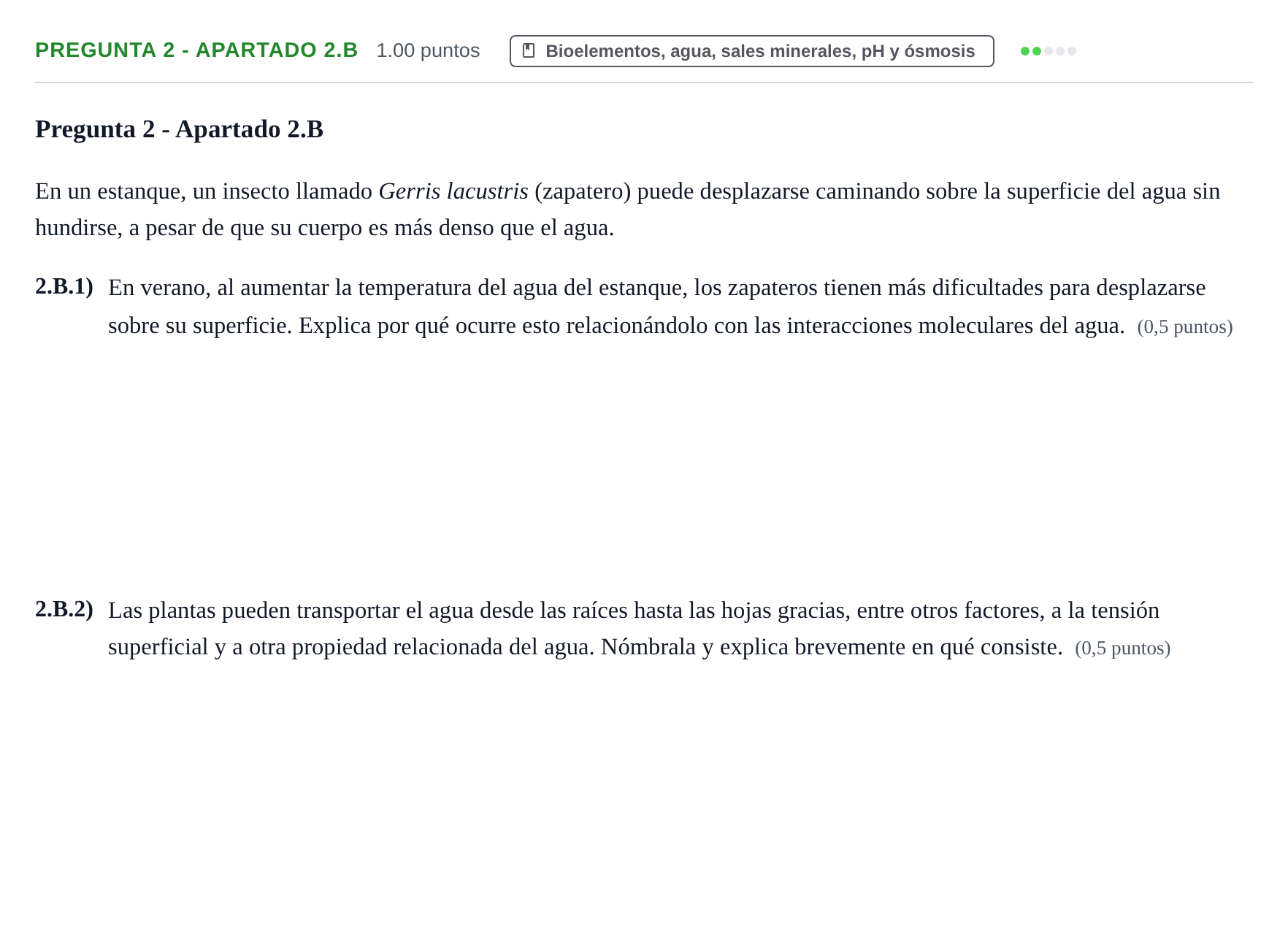 Enunciado: Pregunta 2 - Apartado 2.B · Biología PAU La Rioja Ordinaria 2026