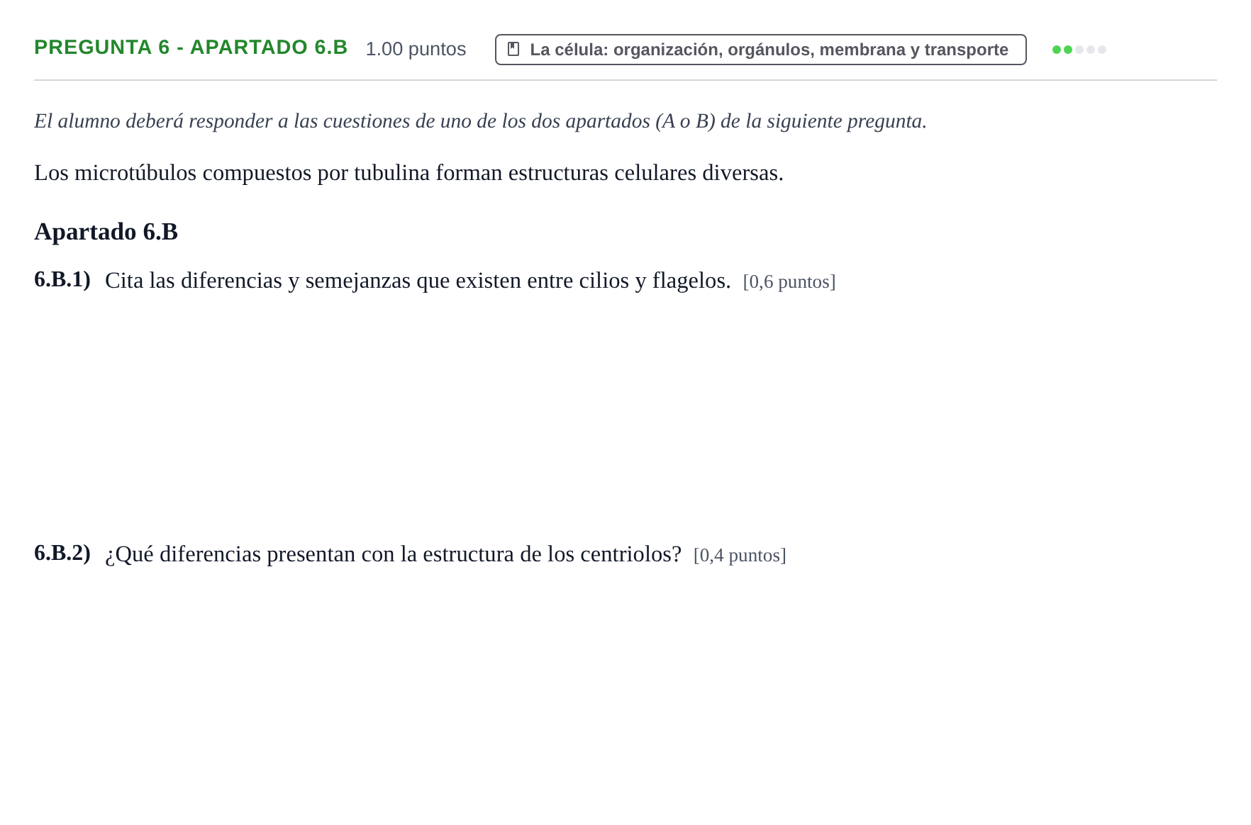 Enunciado: Pregunta 6 - Apartado 6.B · Biología PAU La Rioja Ordinaria 2026