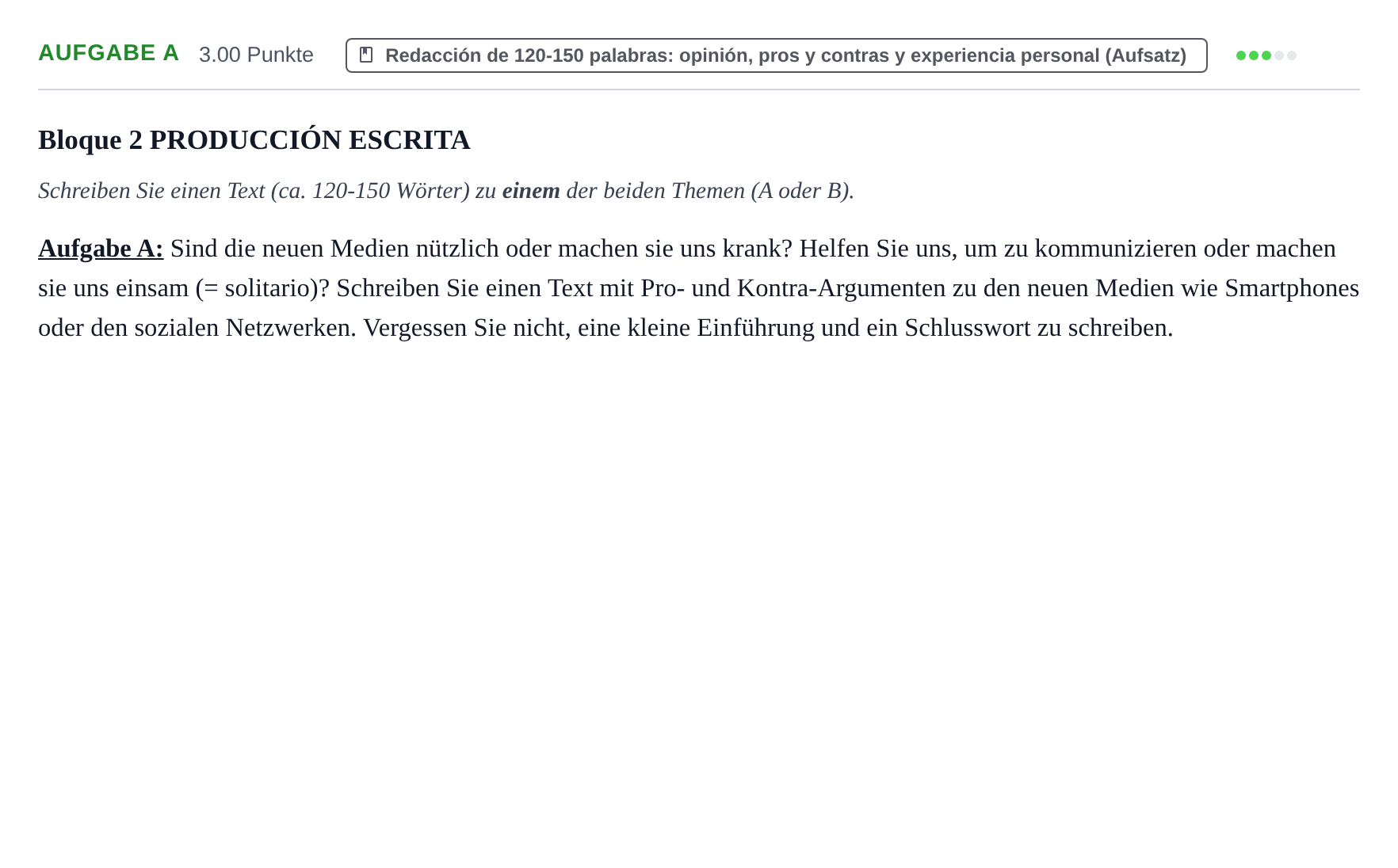 Enunciado: Ejercicio Aufgabe A · Alemán PAU La Rioja Ordinaria 2026