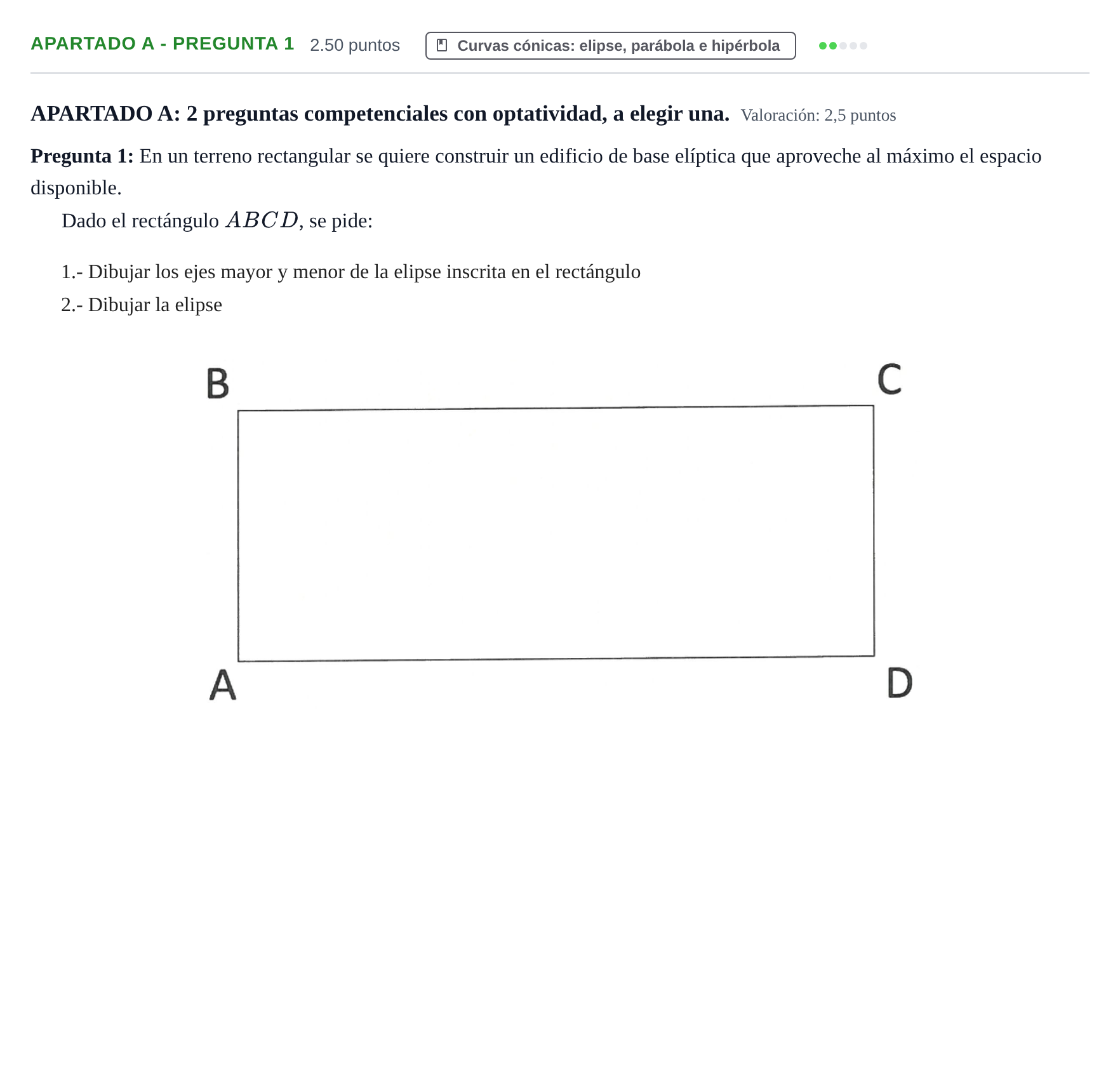 Enunciado: Apartado A - Pregunta 1 · Dibujo técnico II PAU La Rioja Ordinaria 2026