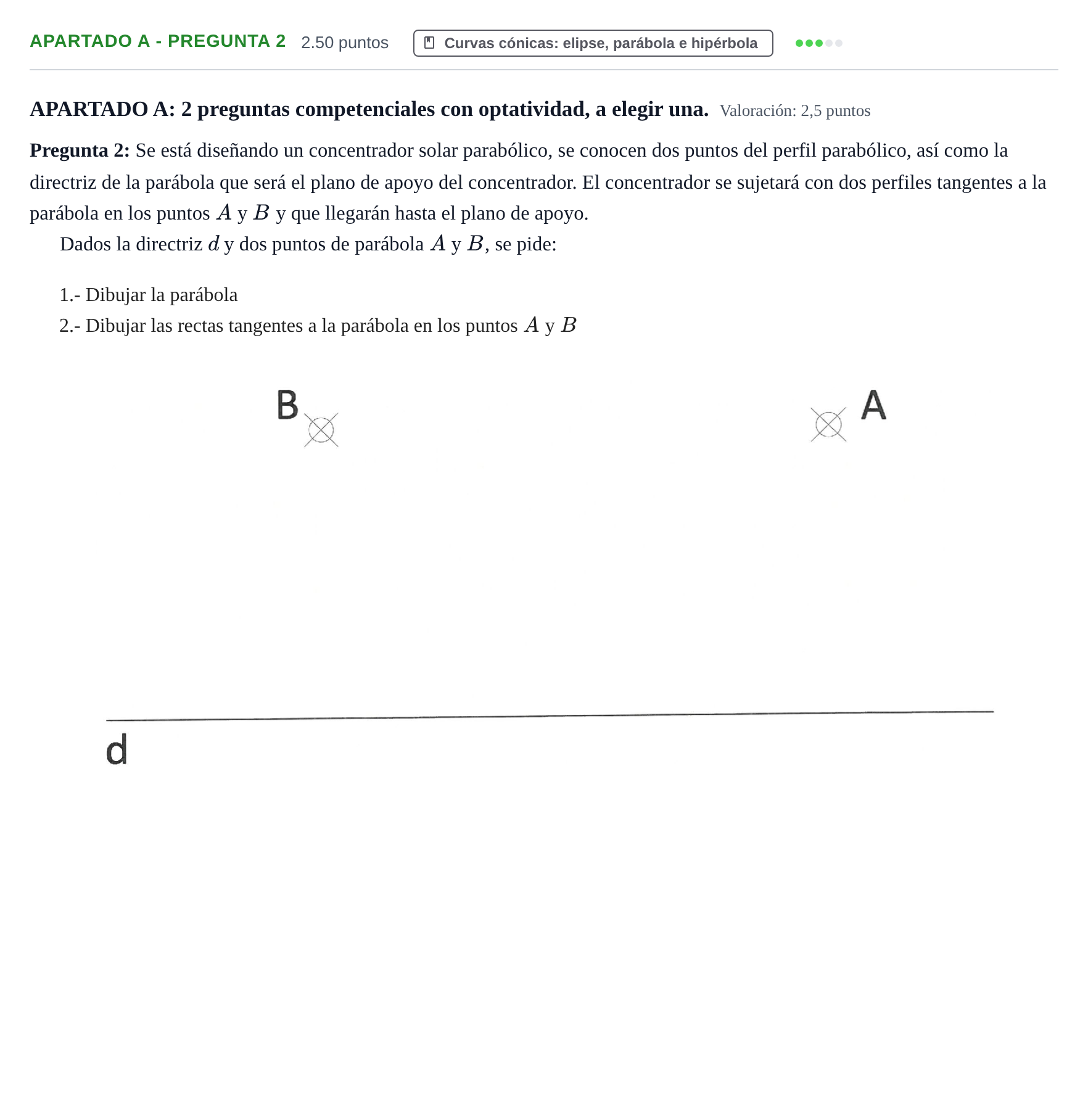 Enunciado: Apartado A - Pregunta 2 · Dibujo técnico II PAU La Rioja Ordinaria 2026