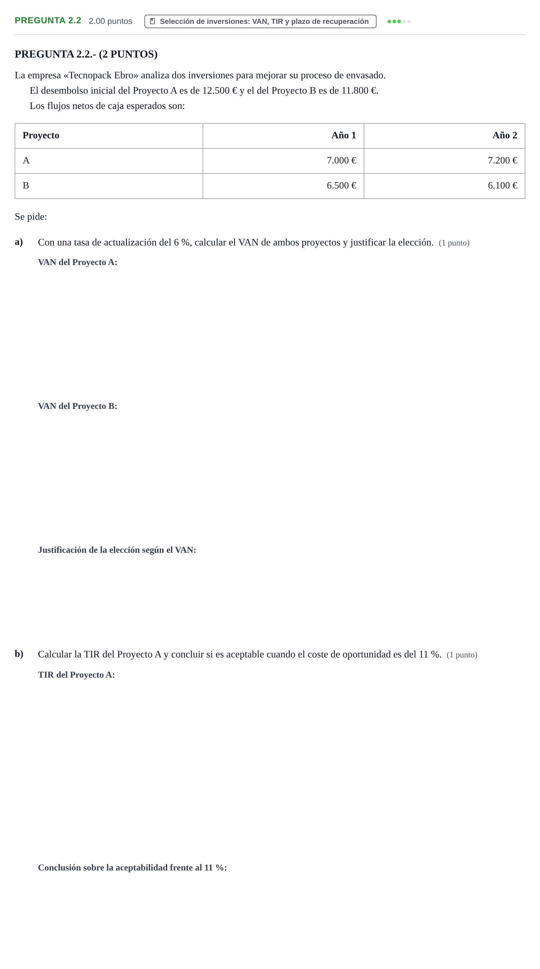 Enunciado: Pregunta 2.2 · Empresa y Diseño de Modelos de Negocio PAU La Rioja Ordinaria 2026