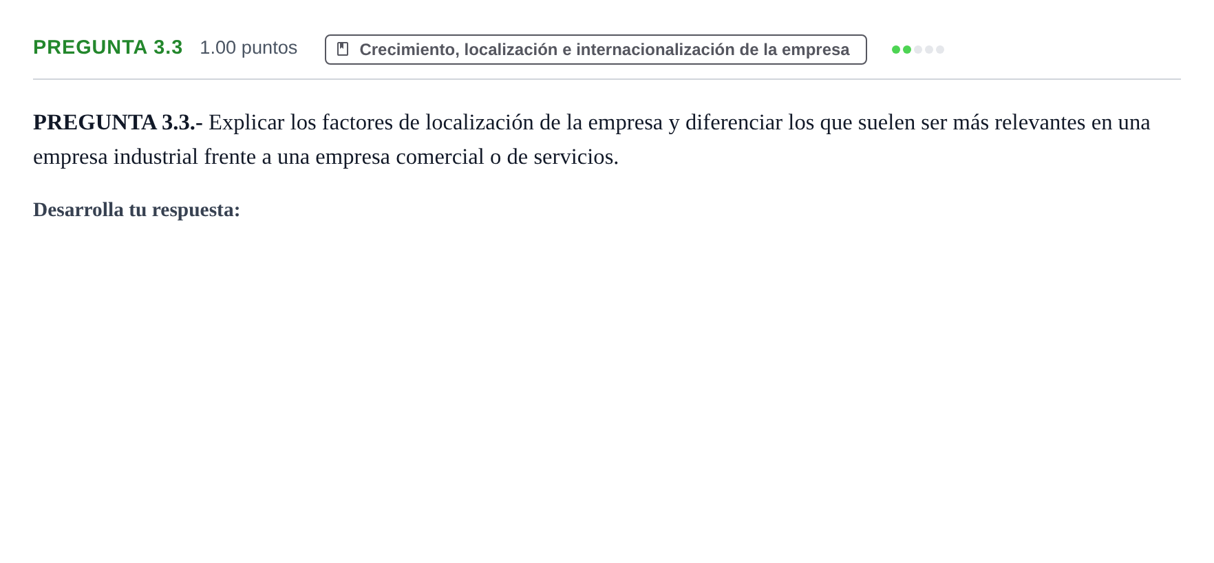 Enunciado: Pregunta 3.3 · Empresa y Diseño de Modelos de Negocio PAU La Rioja Ordinaria 2026