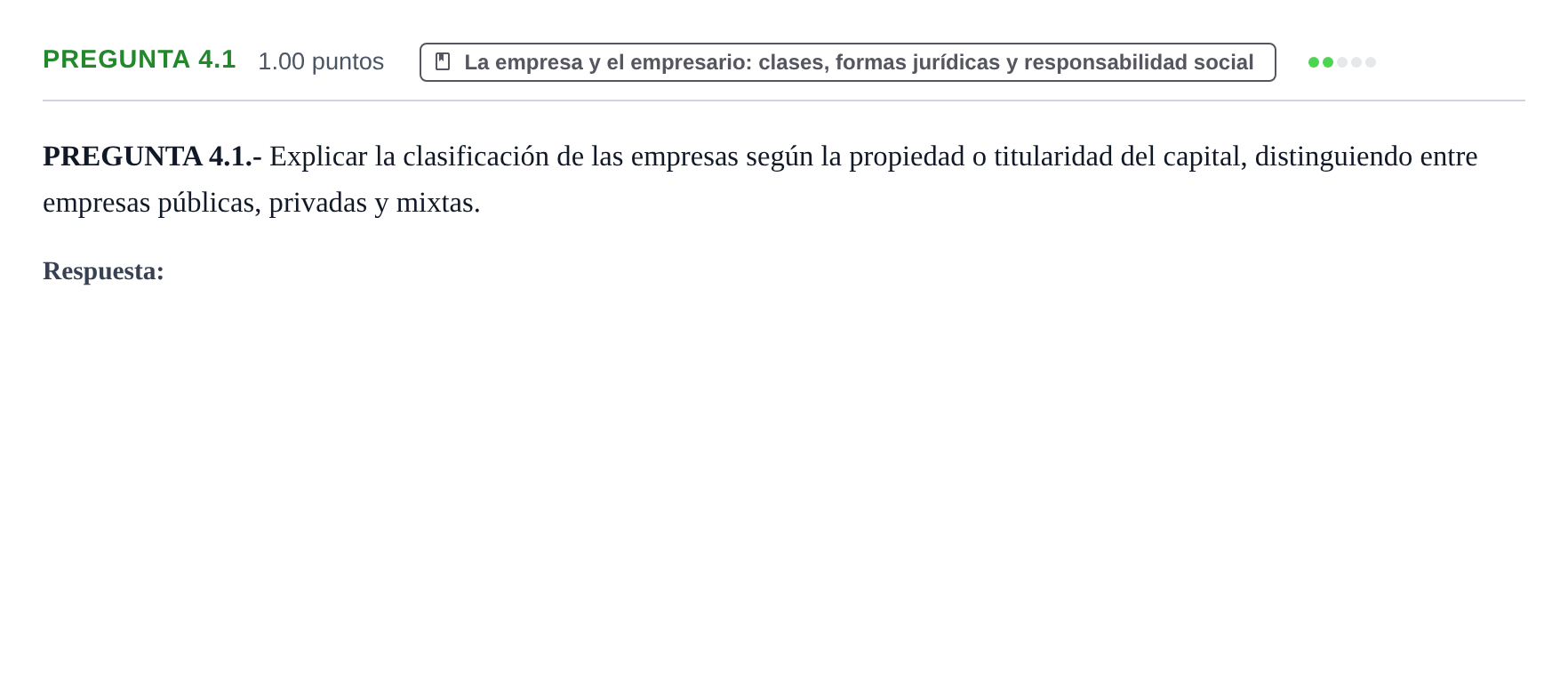 Enunciado: Pregunta 4.1 · Empresa y Diseño de Modelos de Negocio PAU La Rioja Ordinaria 2026