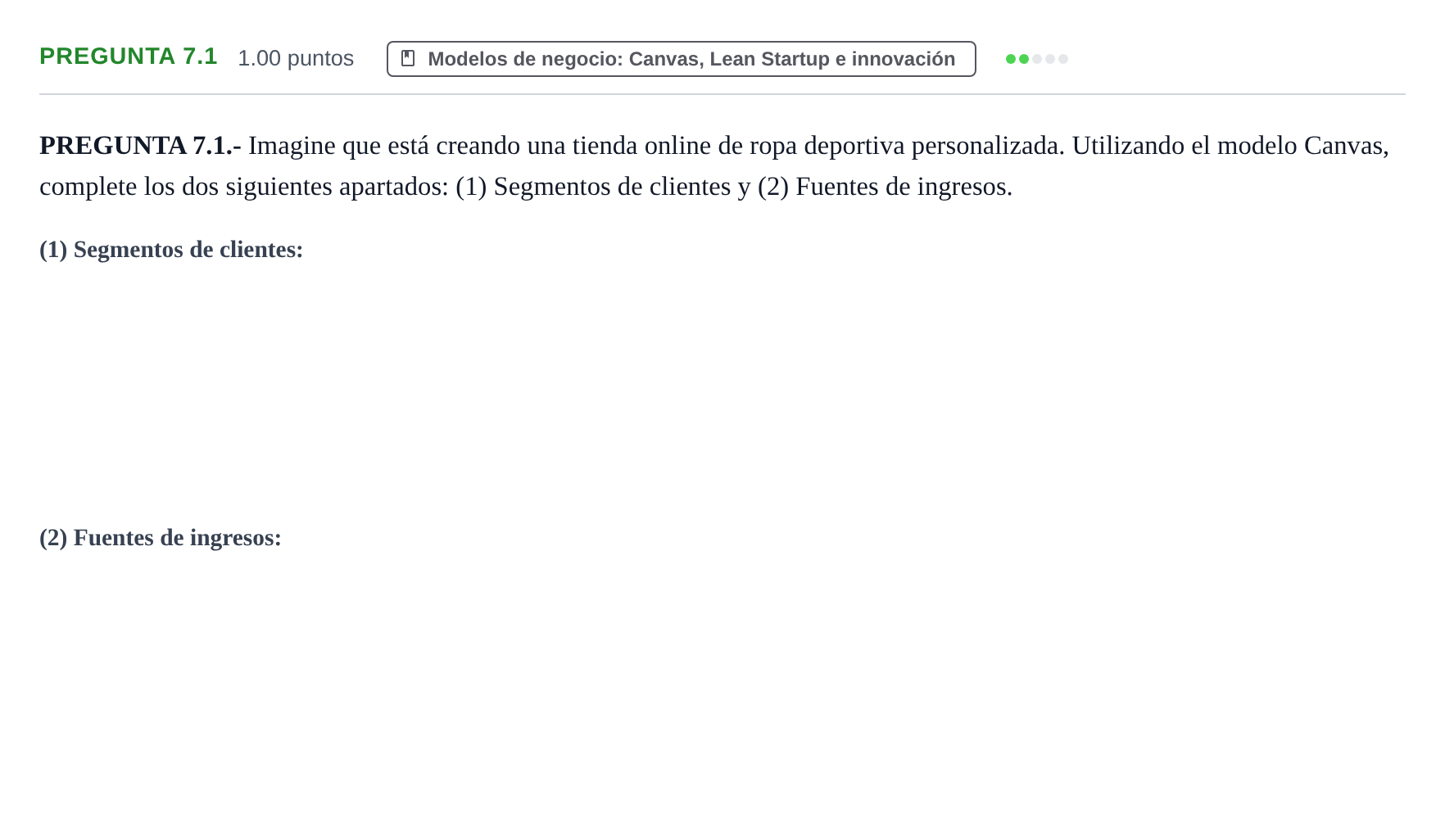 Enunciado: Pregunta 7.1 · Empresa y Diseño de Modelos de Negocio PAU La Rioja Ordinaria 2026