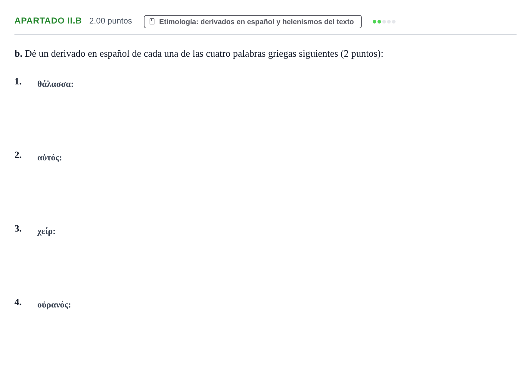 Enunciado: Apartado II.b · Griego II PAU La Rioja Ordinaria 2026
