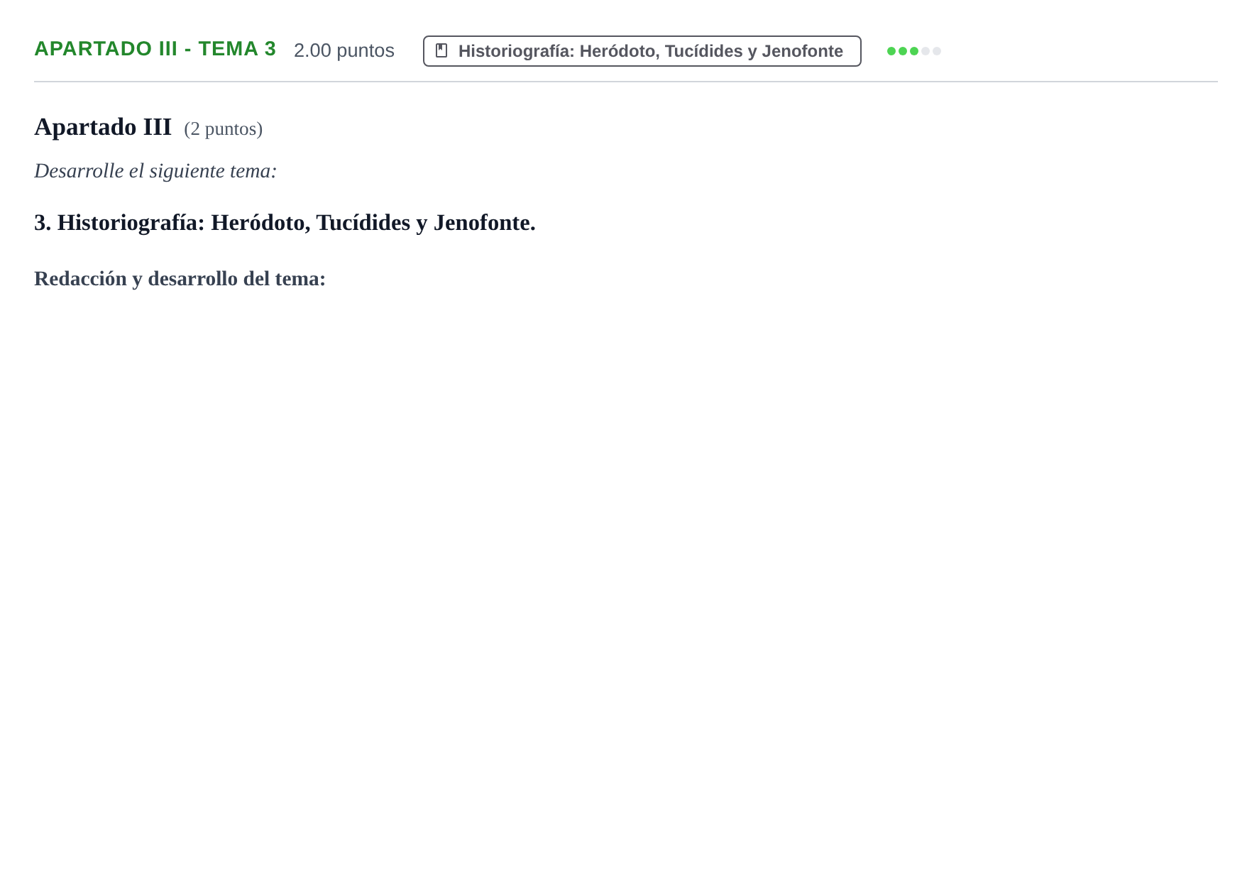 Enunciado: Apartado III - Tema 3 · Griego II PAU La Rioja Ordinaria 2026
