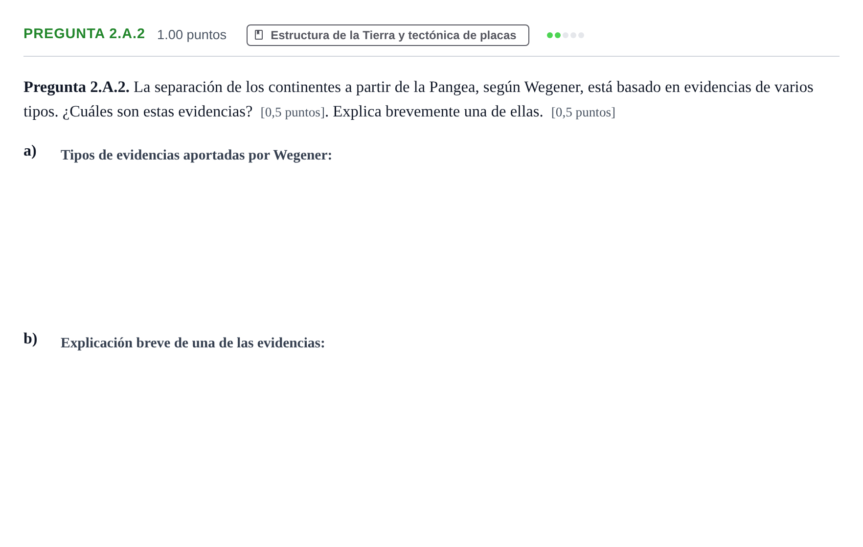 Enunciado: Pregunta 2.A.2 · Geología y Ciencias Ambientales PAU La Rioja Ordinaria 2026