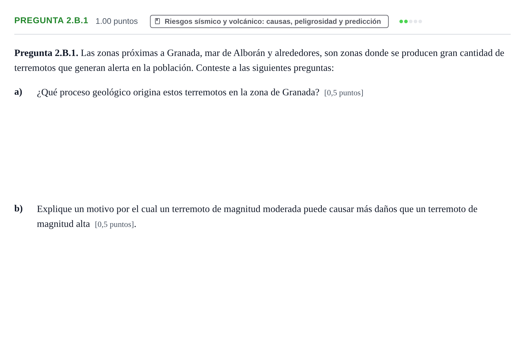 Enunciado: Pregunta 2.B.1 · Geología y Ciencias Ambientales PAU La Rioja Ordinaria 2026