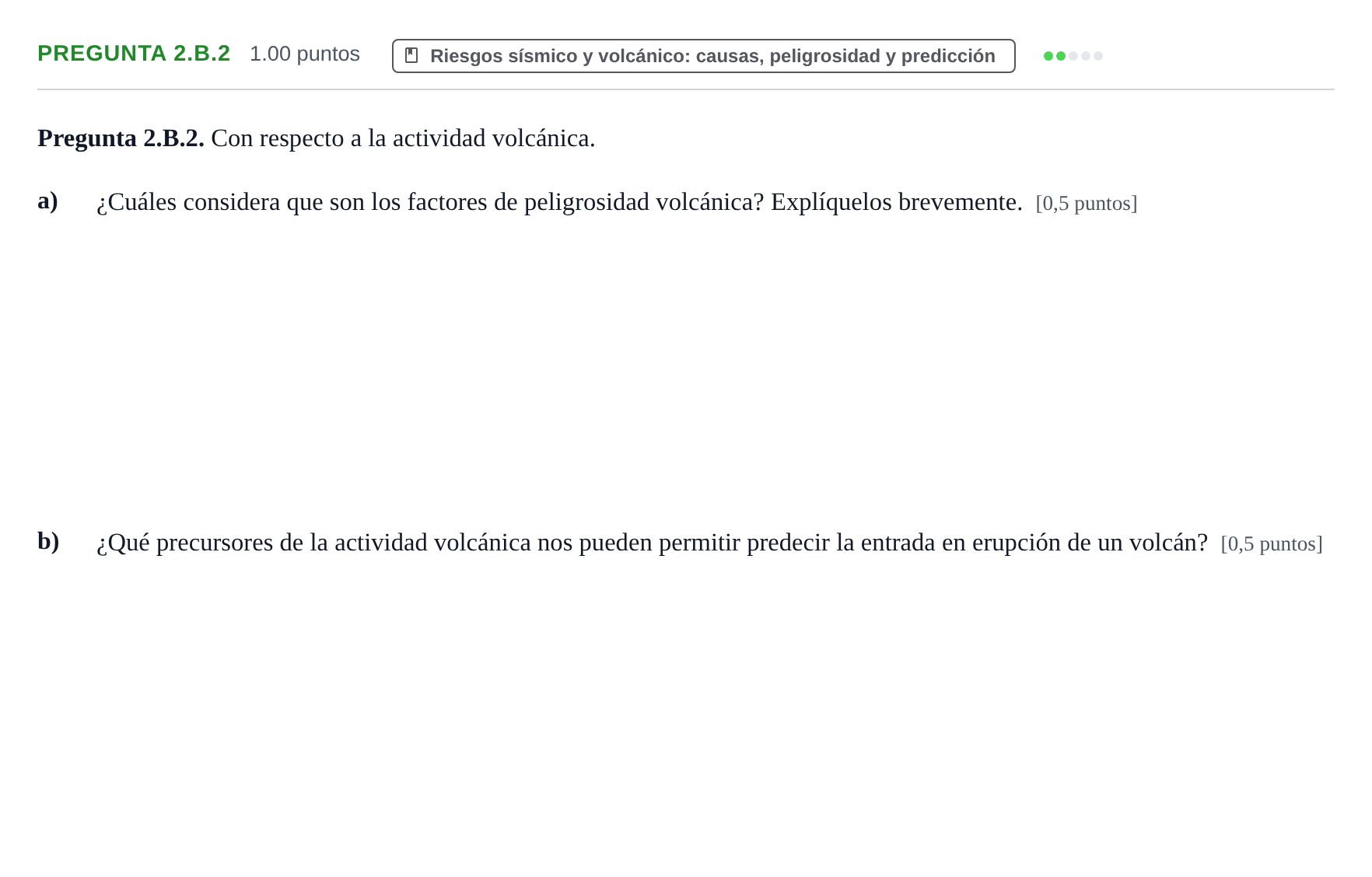 Enunciado: Pregunta 2.B.2 · Geología y Ciencias Ambientales PAU La Rioja Ordinaria 2026