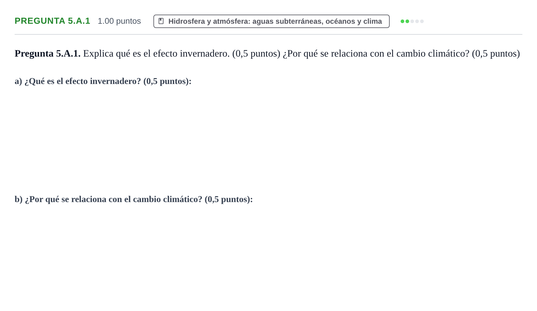 Enunciado: Pregunta 5.A.1 · Geología y Ciencias Ambientales PAU La Rioja Ordinaria 2026