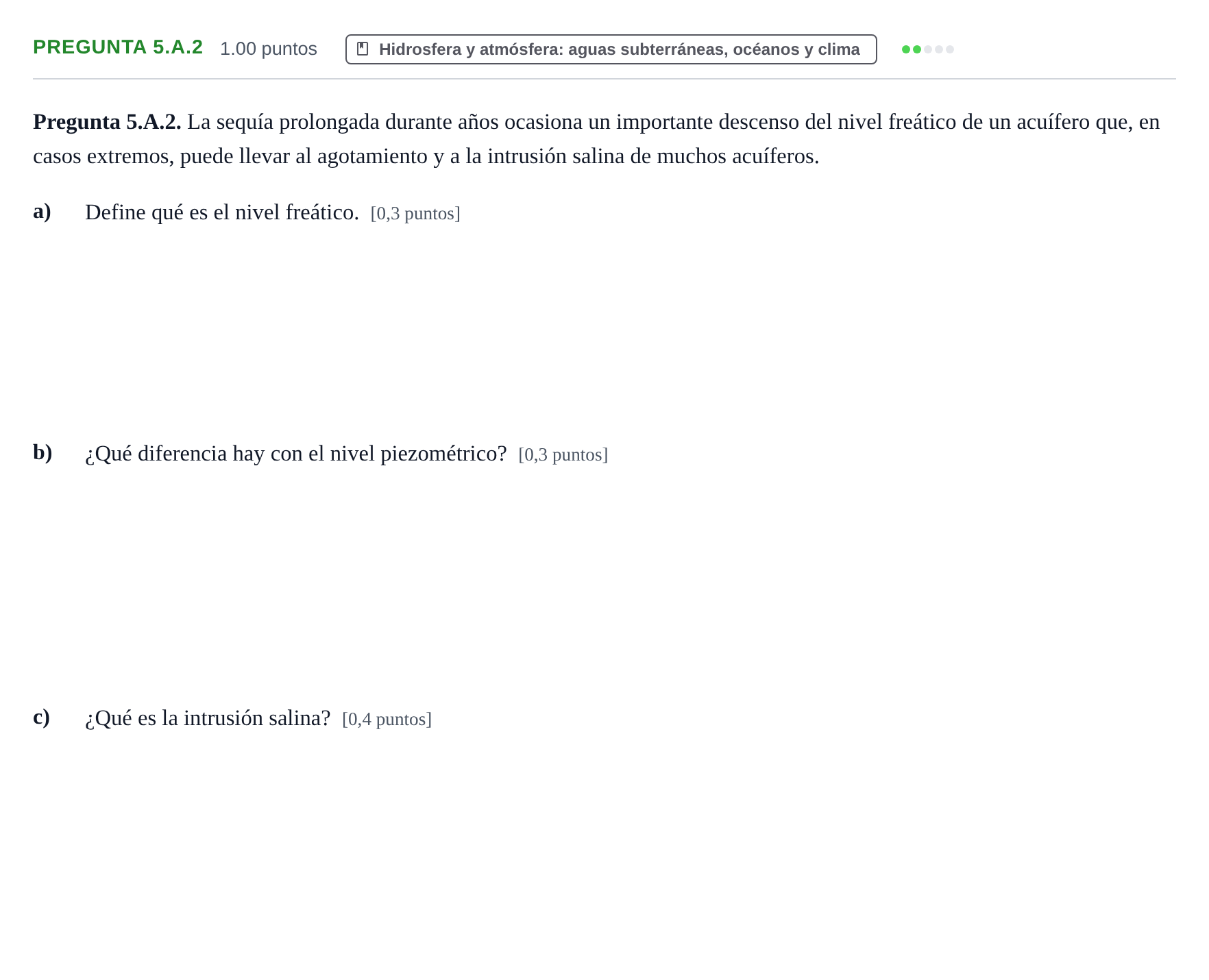 Enunciado: Pregunta 5.A.2 · Geología y Ciencias Ambientales PAU La Rioja Ordinaria 2026