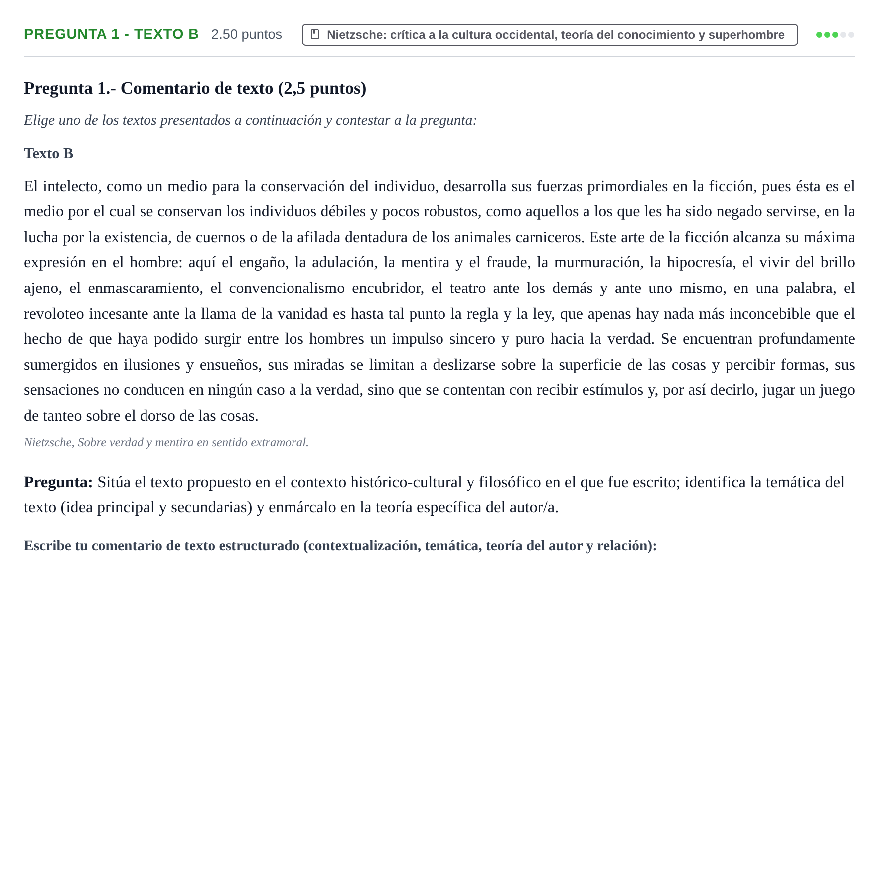 Enunciado: Pregunta 1 - Texto B · Historia de la Filosofía PAU La Rioja Ordinaria 2026