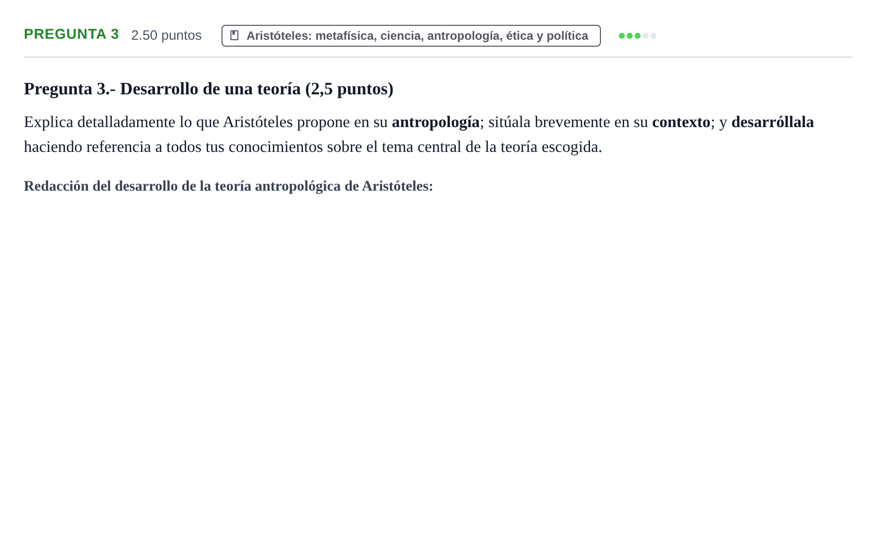 Enunciado: Pregunta 3 - Aristóteles · Historia de la Filosofía PAU La Rioja Ordinaria 2026