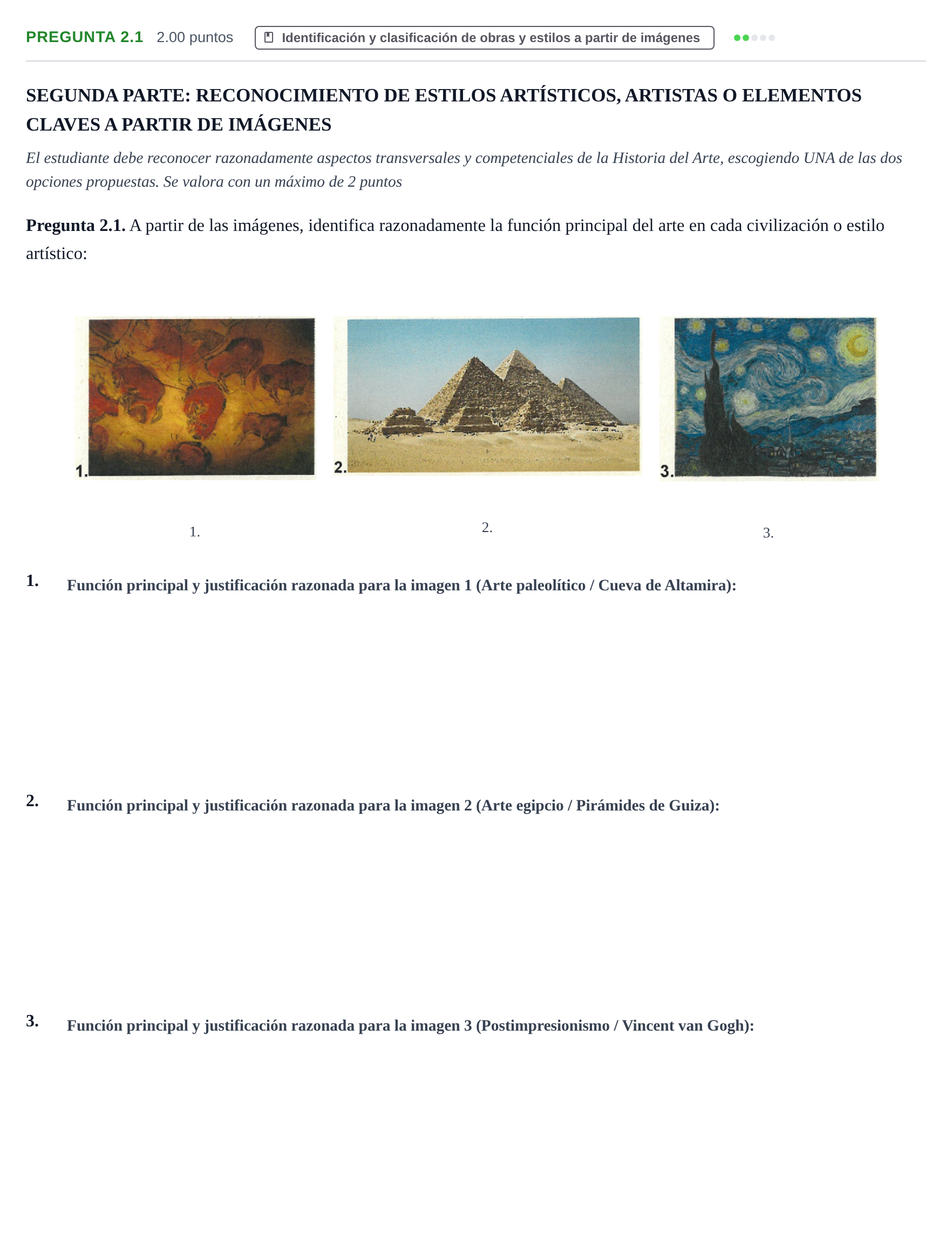 Enunciado: Pregunta 2.1 · Historia del Arte PAU La Rioja Ordinaria 2026