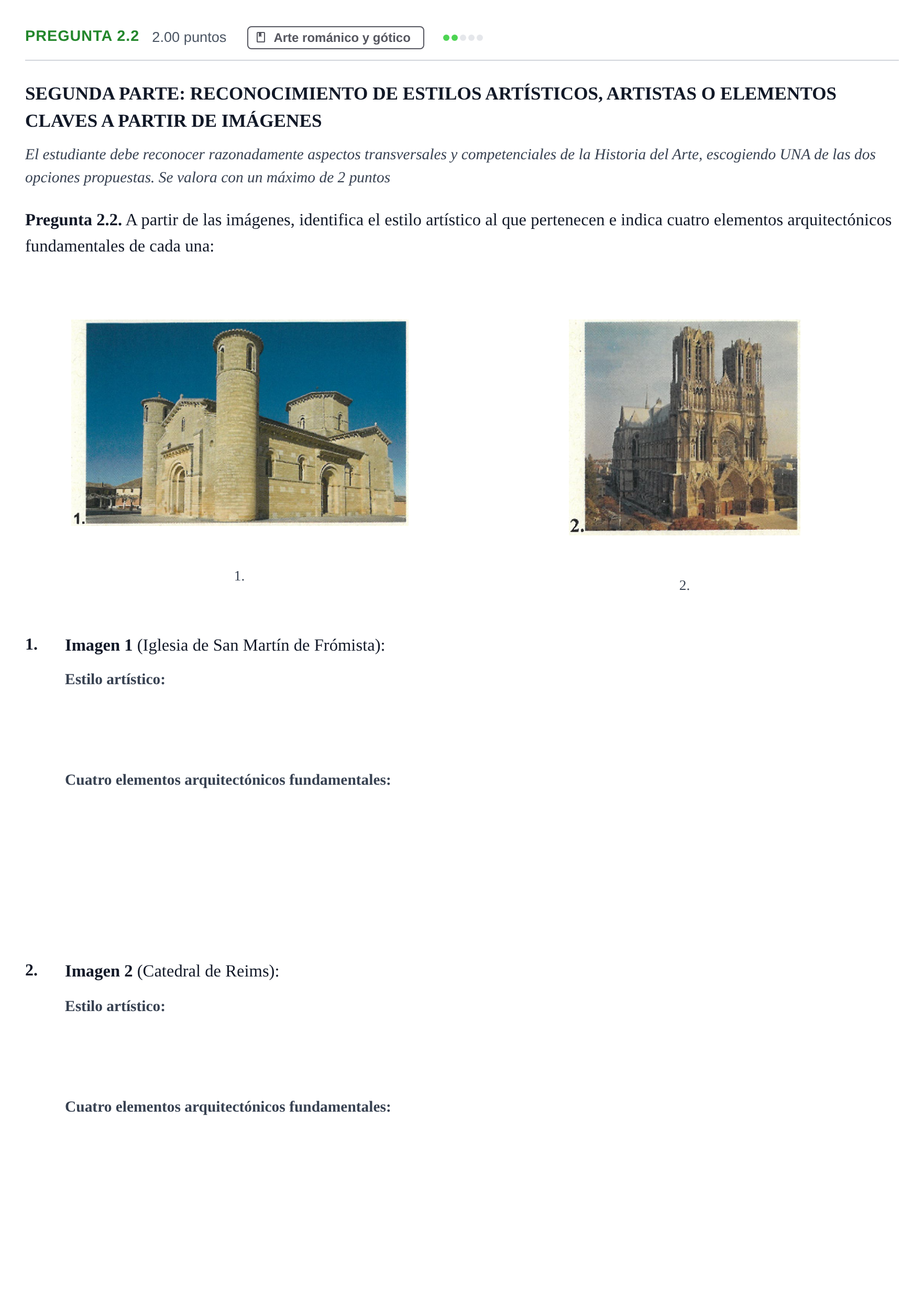 Enunciado: Pregunta 2.2 · Historia del Arte PAU La Rioja Ordinaria 2026
